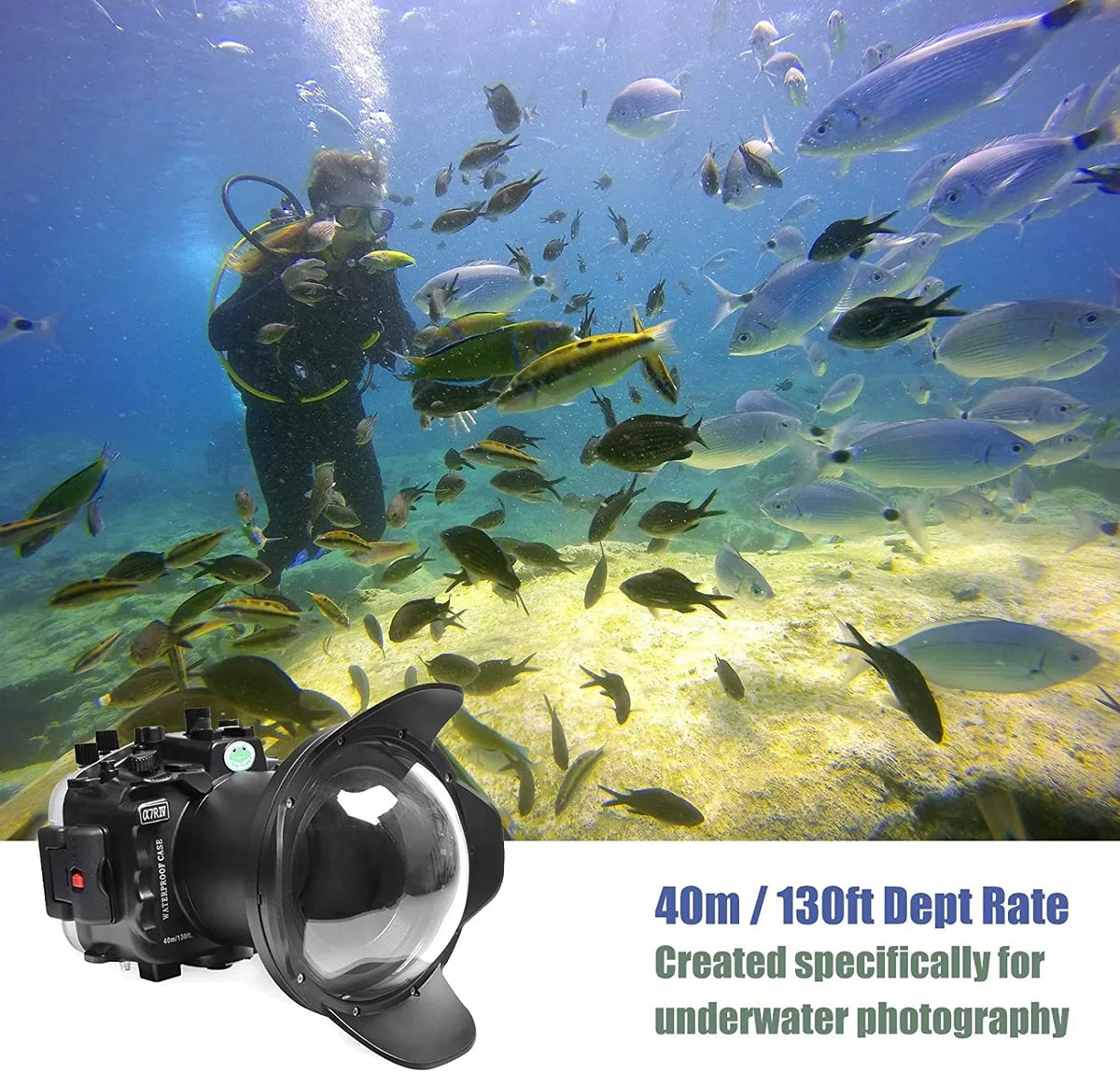 Seafrogs [40M/130FT] Underwater Housing Waterproof Case w/ 6 Inch Dome Port Kit for Sony A7R IV A7R4 ILCE-7R IV Compatible with Sony FE 16-35mm F/4 28-70mm F3.5-5.6, 12-24mm F4 G Lens-Black