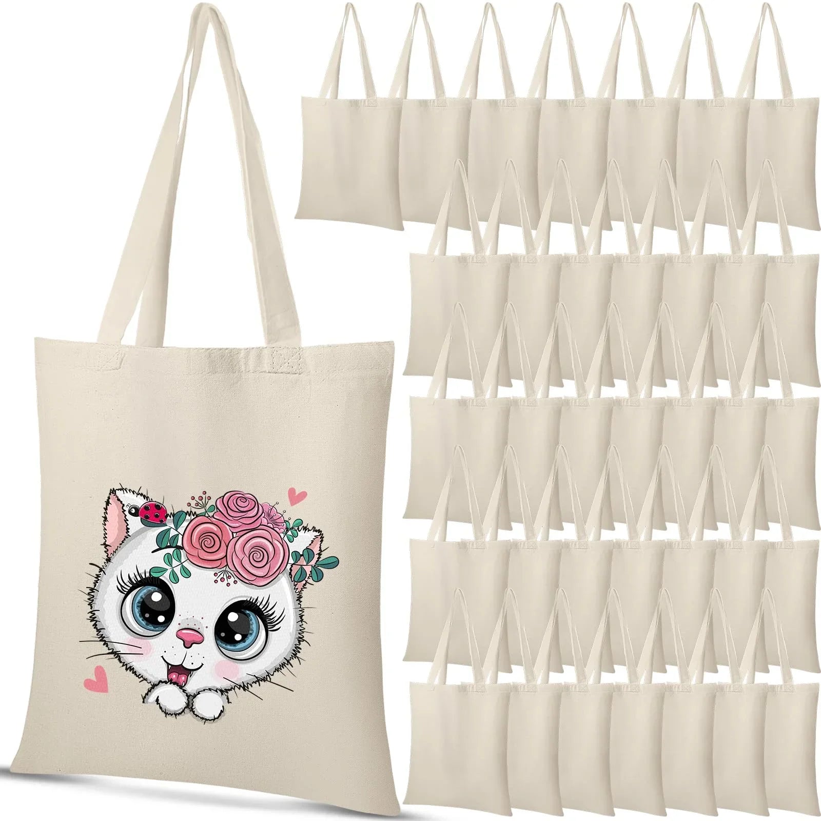36 Pack 13 x 15 Inch Cotton Canvas Tote Bag Bulk with Handles Blank Shopping Bag for Crafts Lightweight Reusable Grocery Cloth Bag for DIY Advertising Activity Christmas Gift Women