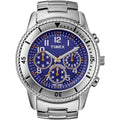 Timex Men's T2N161 Premium Chronograph Silver-Tone Stainless Steel Bracelet Blue Dial Watch