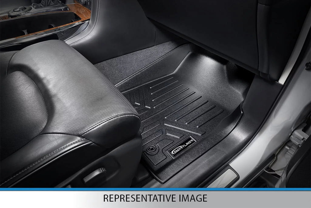 Smartliner SA0328 1st Row Floor Mats Liner Set with Vinyl Flooring & Floor Posts Only for 2014-2021 Ford Transit Connect, Black