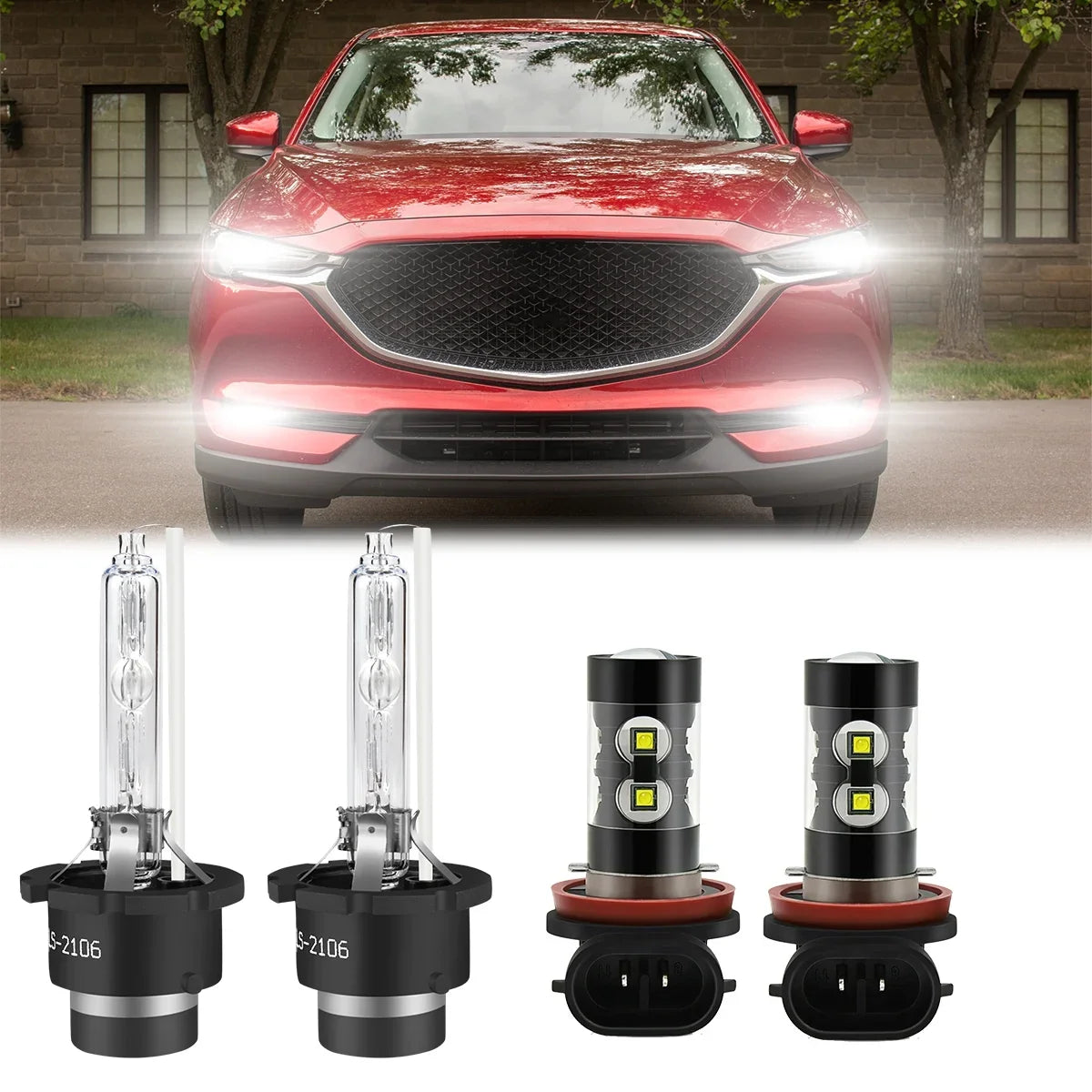 SKN D4S HID Headlight Bulbs for Mazda CX-5 2018 H11 H8 Led Fog Lights 4pcs