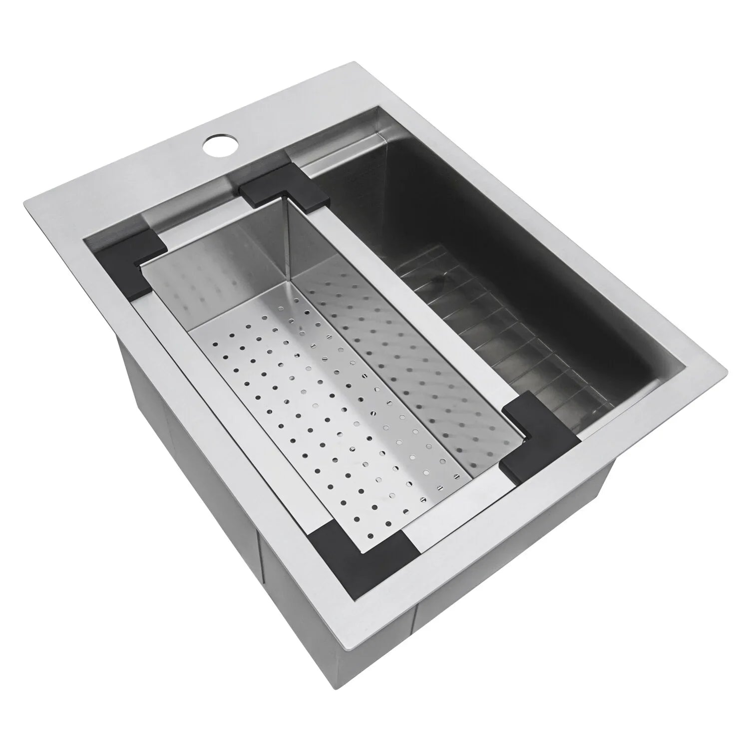 Ruvati RVH8210 15 x 20 in. Workstation Drop-in Topmount Bar Prep RV Sink 16 Gauge Stainless Steel