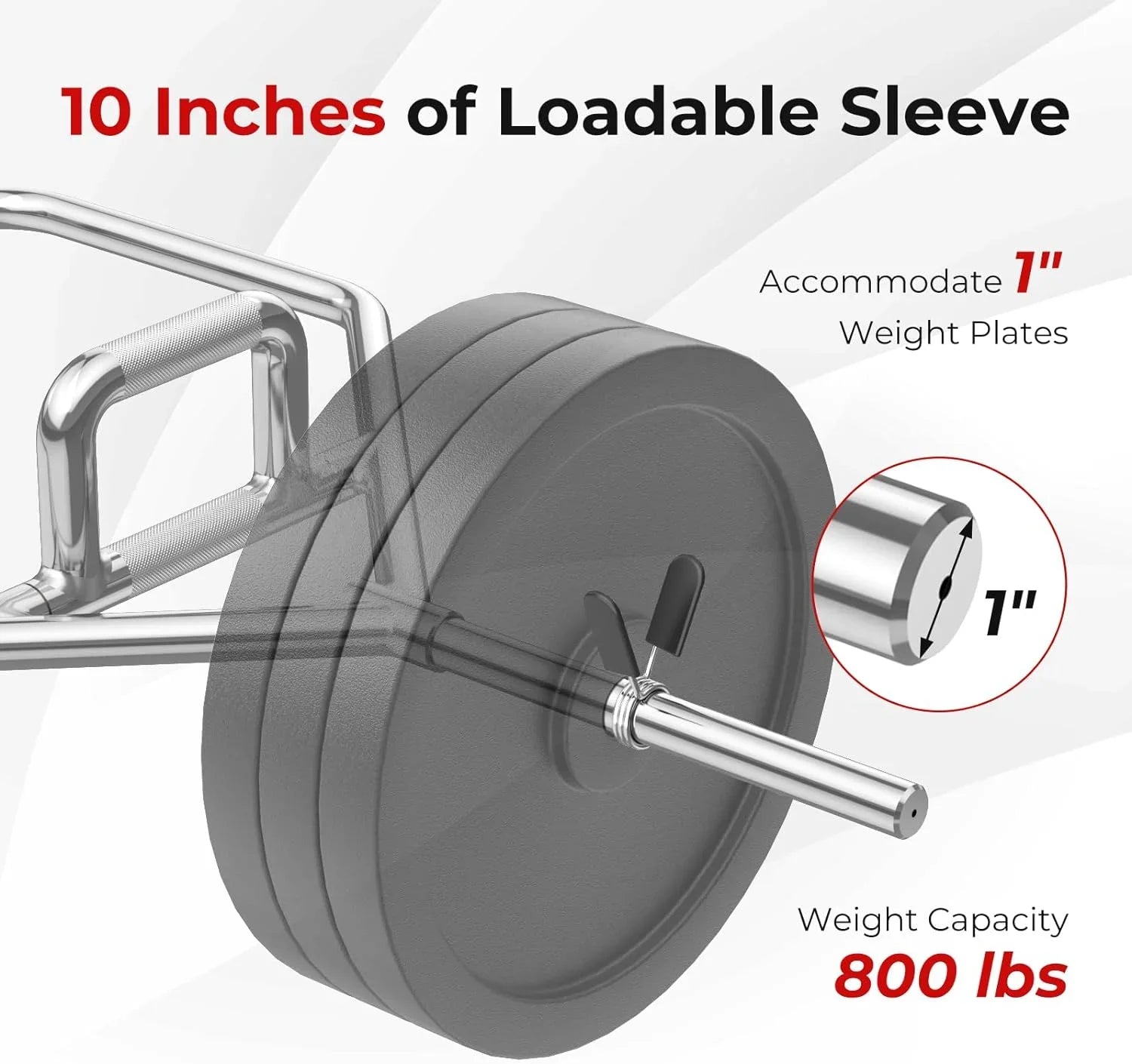 Olympic Hex Bar, Folding Trap Bar 56" Chrome Finish Hex Weight Lifting Bar Deadlift Bar With Two-Handle, For Squats, Deadlifts, Shrugs Power Pulls, 800Lbs Weight Capacity