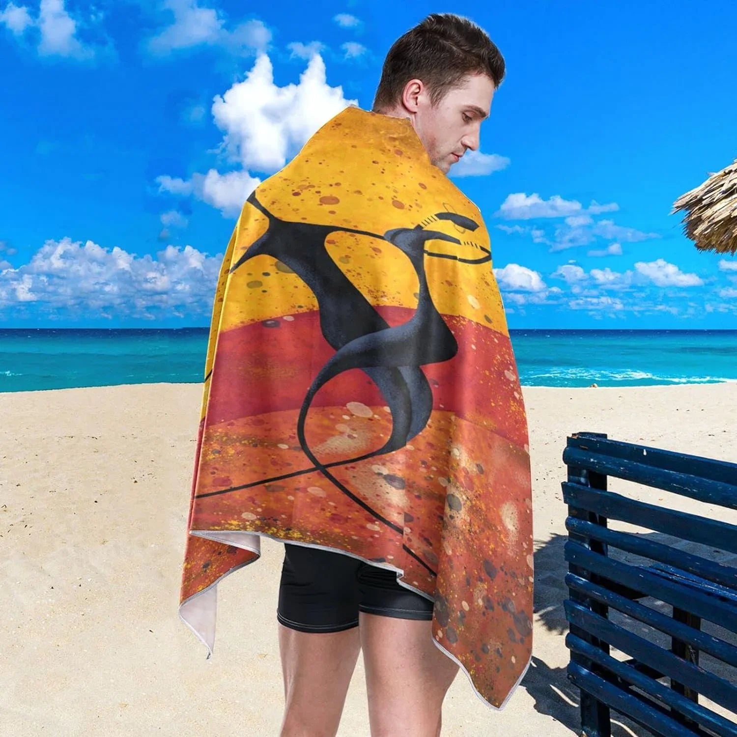 Bestwell African Couple Dancers Beach Towel - Lightweight Compact Oversized Travel Towels - Super Absorbent Quick Dry Towel for Swimming Camping Holiday（560）