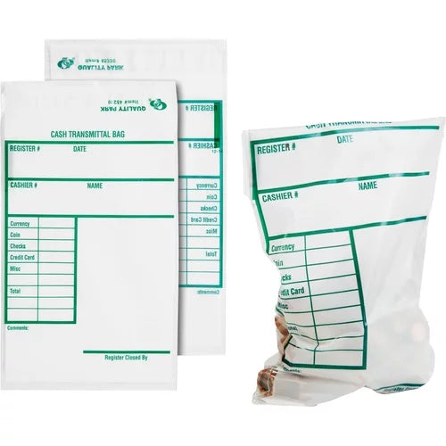 Quality Park Cash Transmittal Bags with Redi-Strip 6" Width x 9" Length - White - 100/Pack - Transporting