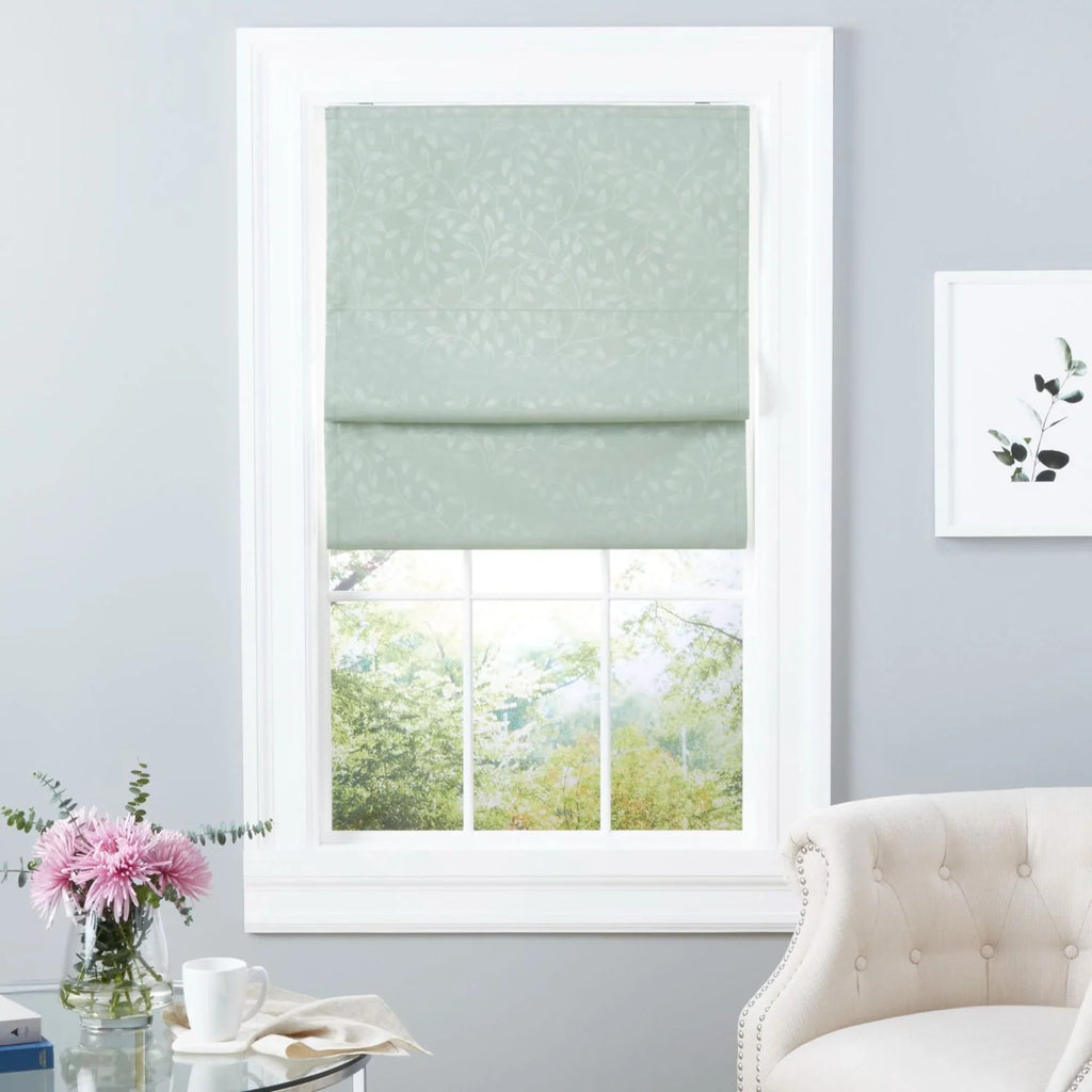 Exclusive Home Bolan Botanical Total Blackout Roman Shade, 23"x 64", Sage