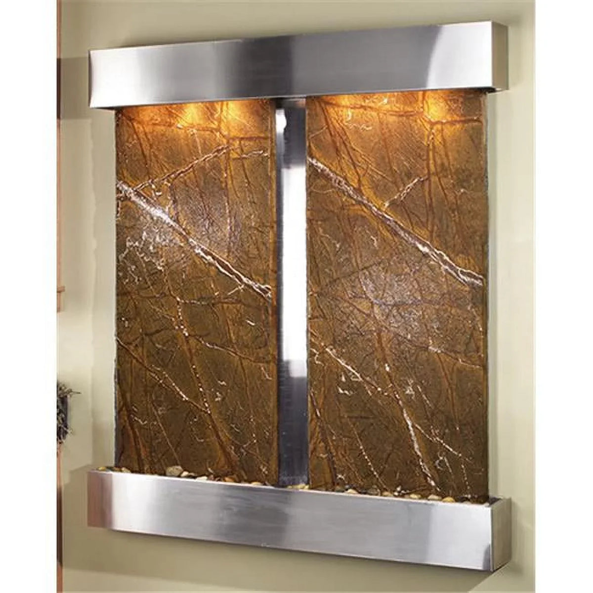 Adagio CFS2006 Cottonwood Falls - Brown Rainforest Marble Wall Fountain
