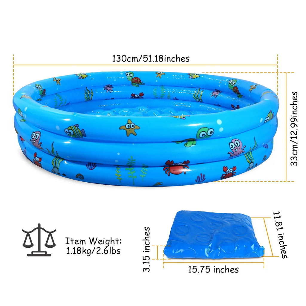 iMounTEK Kid Family Pool, 51x13” Inflatable Swimming Pool for 3 Kids with 4 Bottom Water Drain Plug