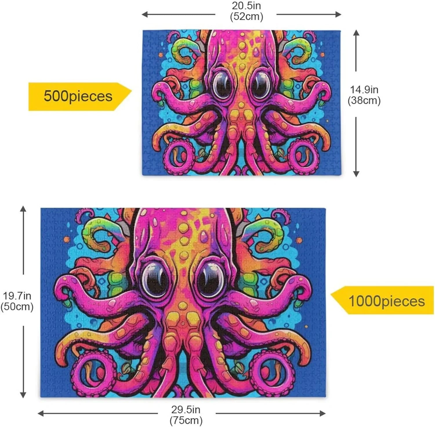 Big Eyes Octopus Jigsaw Puzzle 1000 Pieces, Zigsaw with Storage Bag and Reference Picture Easy to Solve