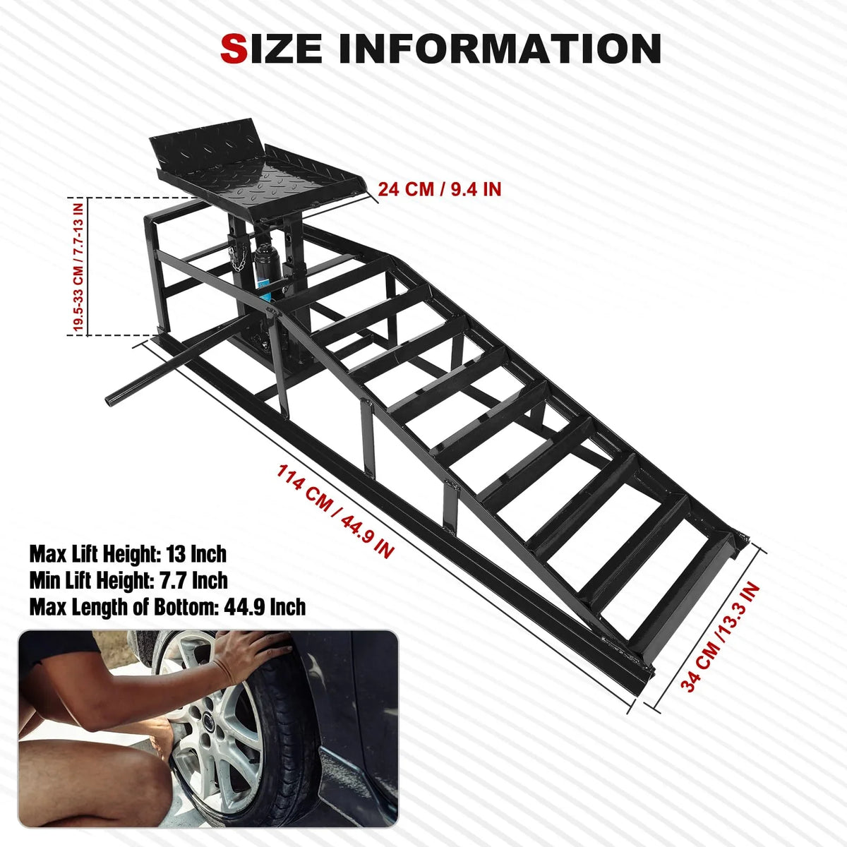 Confote 2 Packs Hydraulic Car Ramps Low Profile Car Lift Service Ramps Truck Trailer Garage,Automotive Hydraulic Lift Repair Frame 11000lbs 5 Tons 5T (Black)