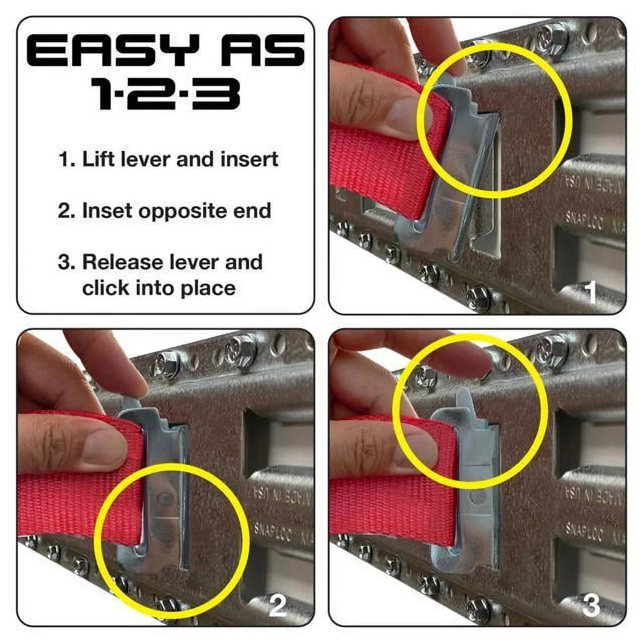 SNAP-LOC Fast-Track E-Track 8 Inch 4-Pack USA Galvanized Steel Horizontal Vertical, Logistic Tie-Down for Pickups, Trucks, Trailers