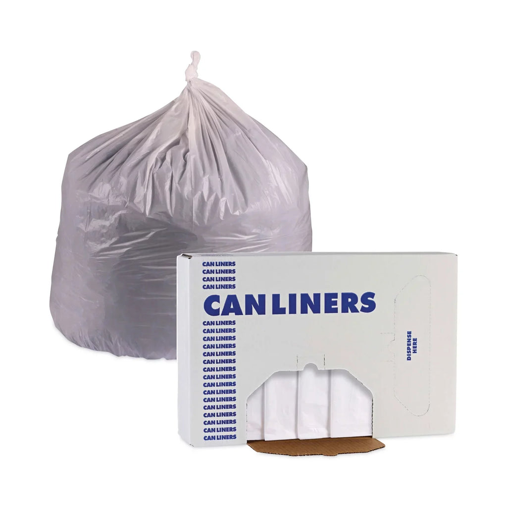 Boardwalk Linear Low Density Industrial Trash Bags, 45 gal, 0.9 mil, 40 x 46, White, 100/Carton
