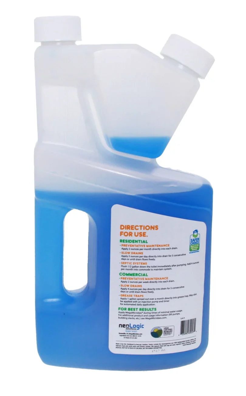 MegaMicrobes MML-5GL MML-32FL No-Mixing Liquid Drain, Septic, Trap and Pump Treatment, 32-Ounce Bottle