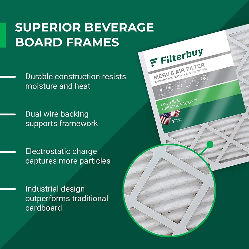 Filterbuy 10x25x4 MERV 8 Pleated HVAC AC Furnace Air Filters (12-Pack)