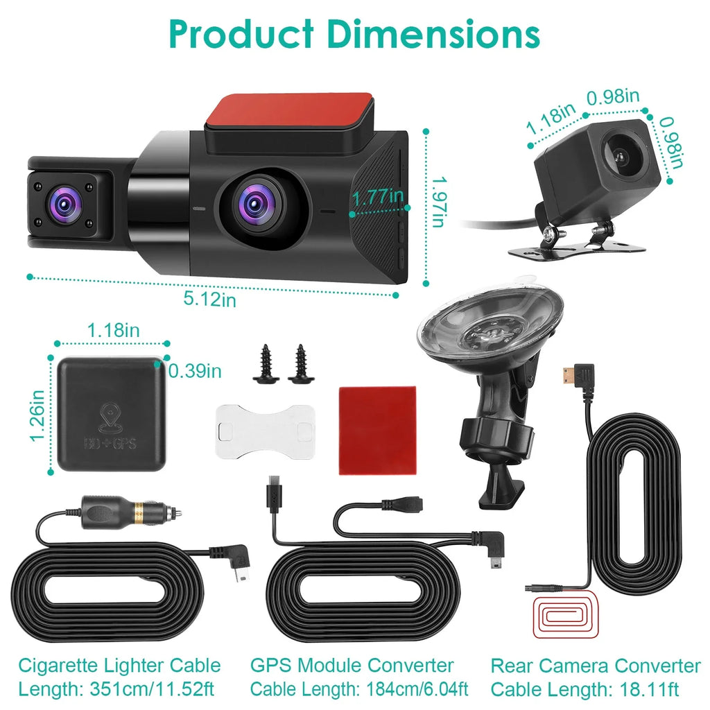 iMounTEK Car Dash Cam Camcorder, 2K Camera Recorder with 140° Angle GPS WiFi Night Vision G-sensor Loop Recording Parking Monitor