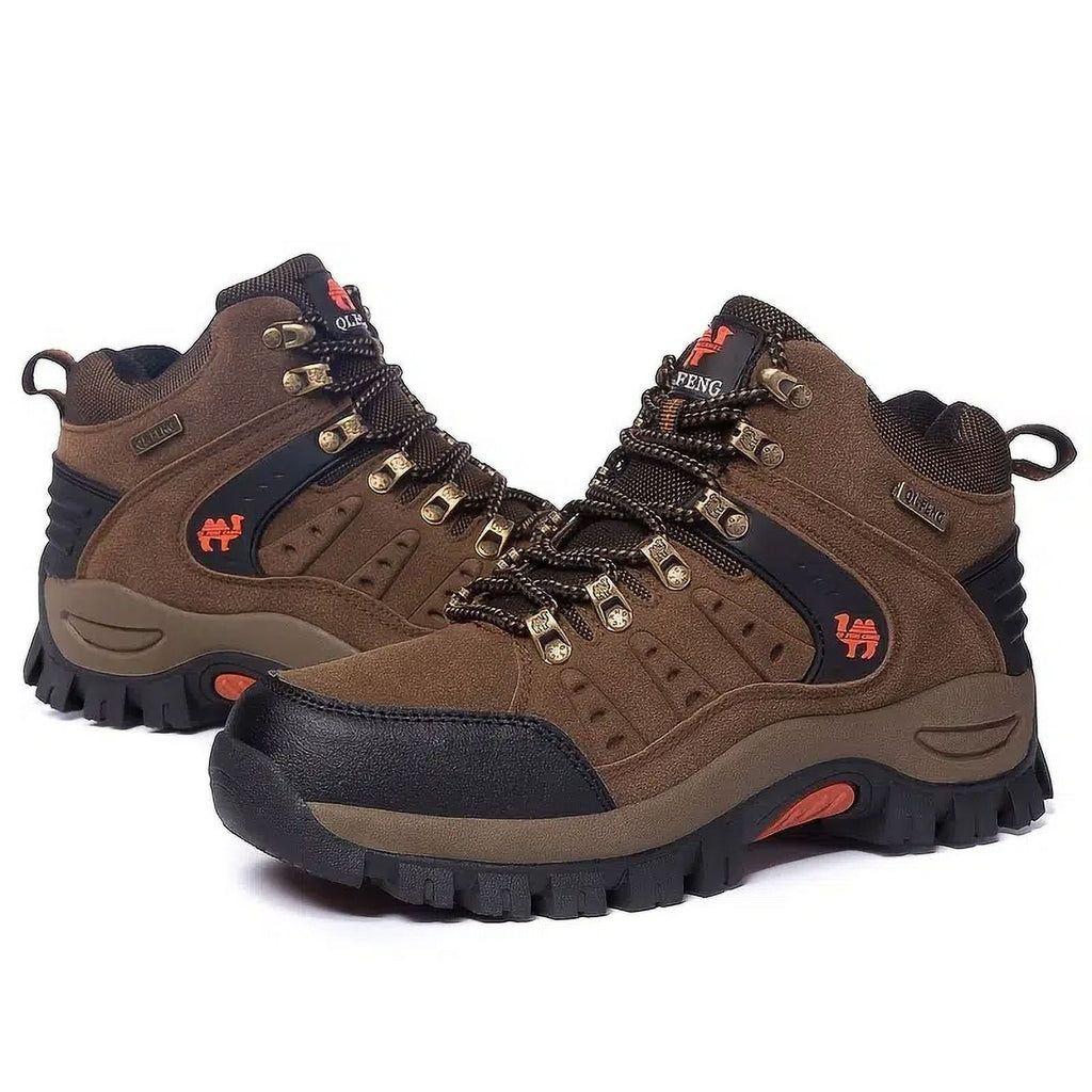 Women‘s High Top Lace Up Suede Leather Hiking Shoes  Waterproof Non Slip Outdoor Sneakers  Women‘s Footwear