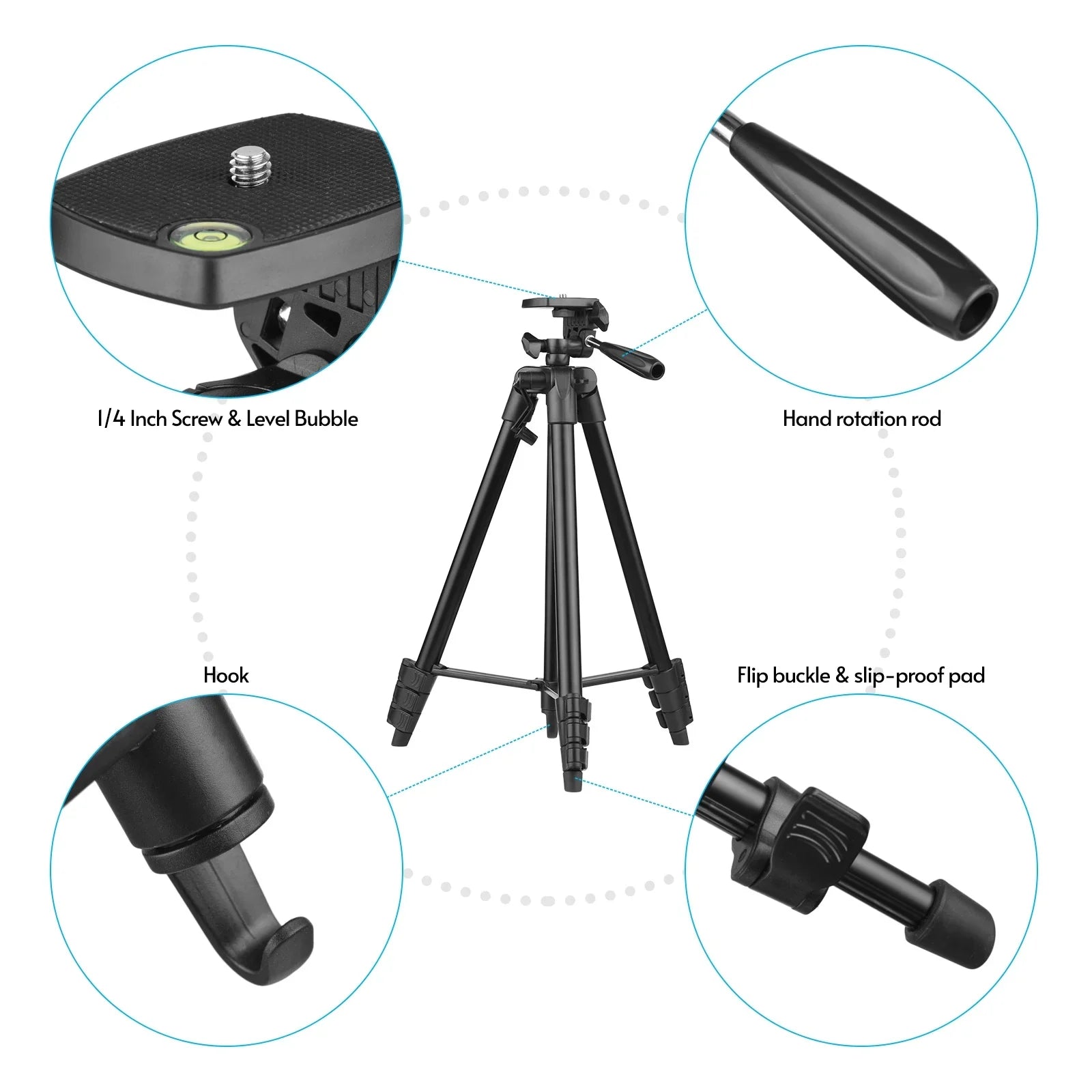 53-Inch Vlogging Kit with Tripod - Includes LED Light, Microphone, Smartphone Clip, and Remote Control for Video Recording, Microfilm Production, and Live Streaming