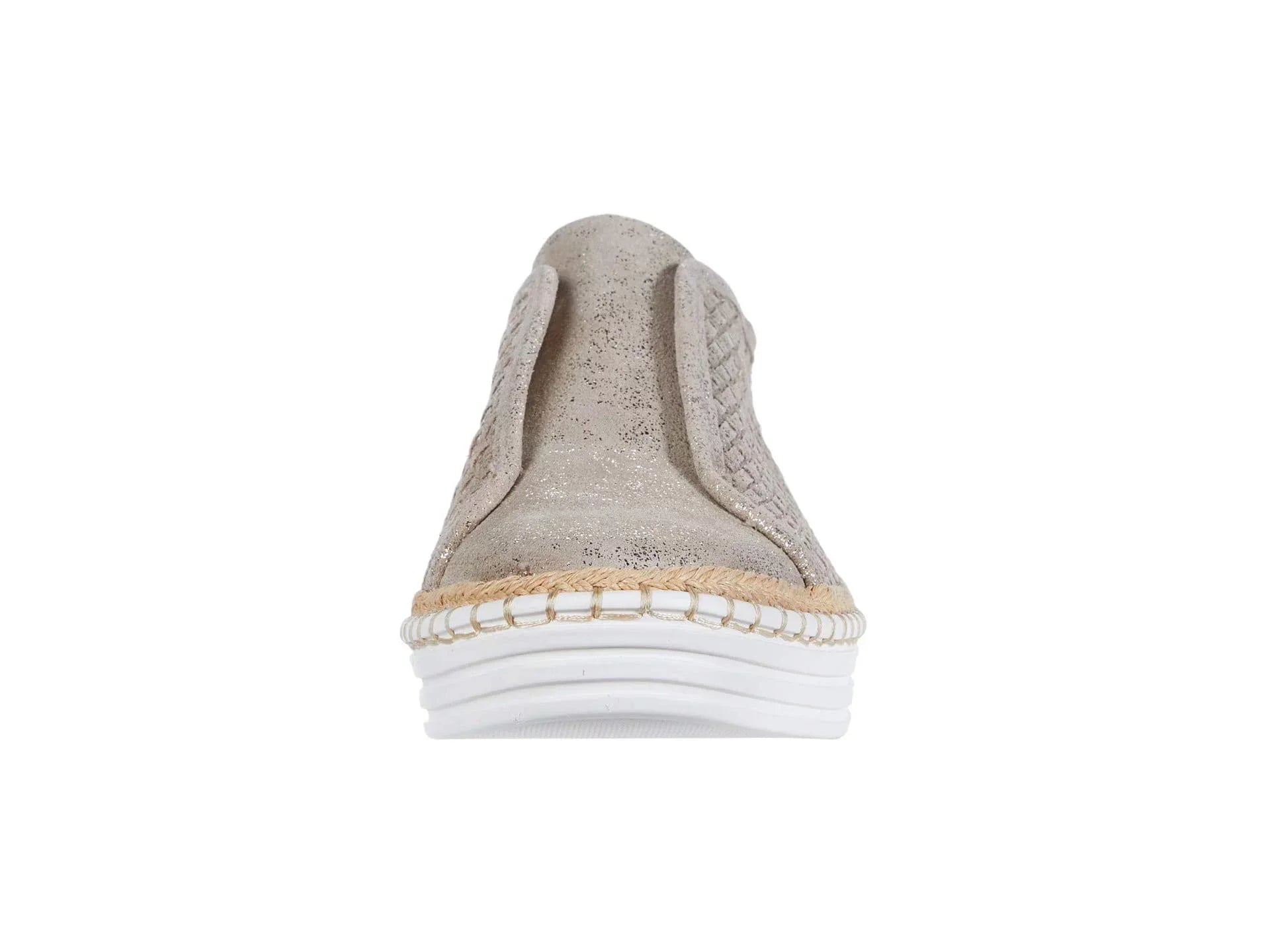 J SLIDES Womens Gold Padded Logo Hardware Woven Goring Kayla Round Toe Platform Slip On Leather Sneakers Shoes 10 M