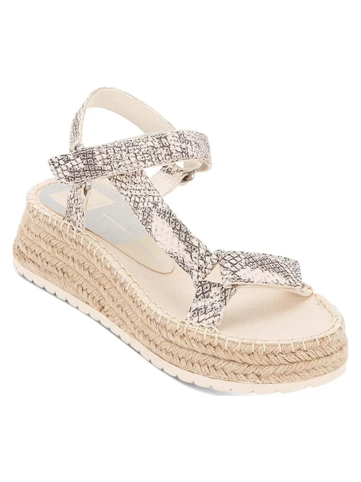 DOLCE VITA Womens Beige Snakeskin 1" Platform Stitch Detailing Ankle Strap Mano Round Toe Wedge Leather Espadrille Shoes 9.5
