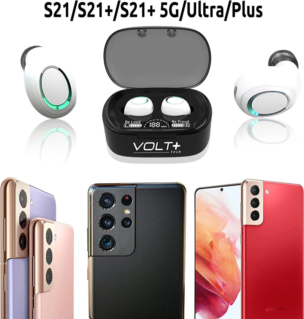 Wireless V5.1 PRO Earbuds Compatible with Samsung Galaxy S22+/ 5G/Plus/Ultra IPX3 BlueTooth Touch Waterproof / Sweatproof / Noise Reduction with Mic (White)