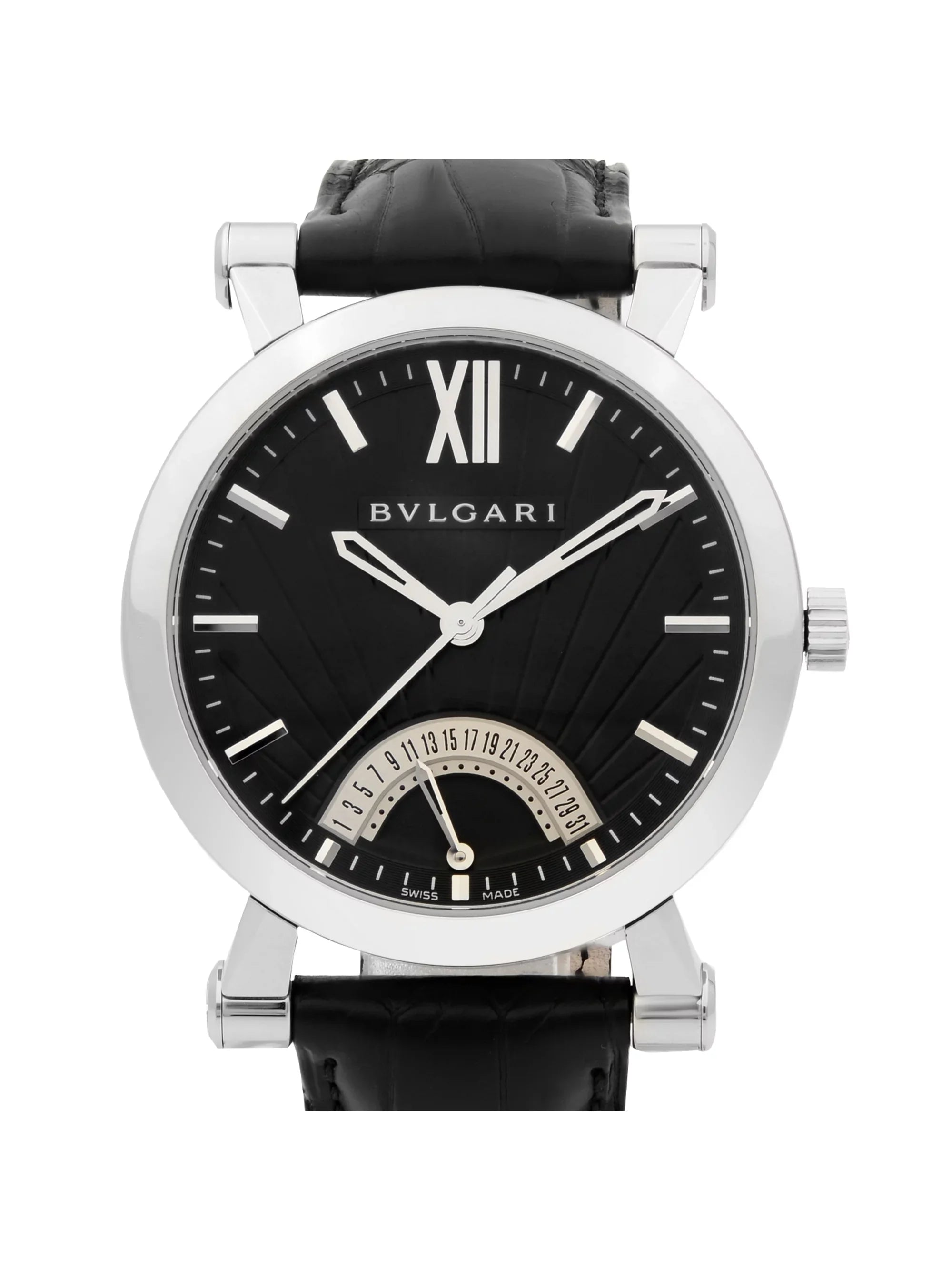 Bvlgari Sotirio Retrograde Steel Black Dial Automatic Mens Watch SB42SDR