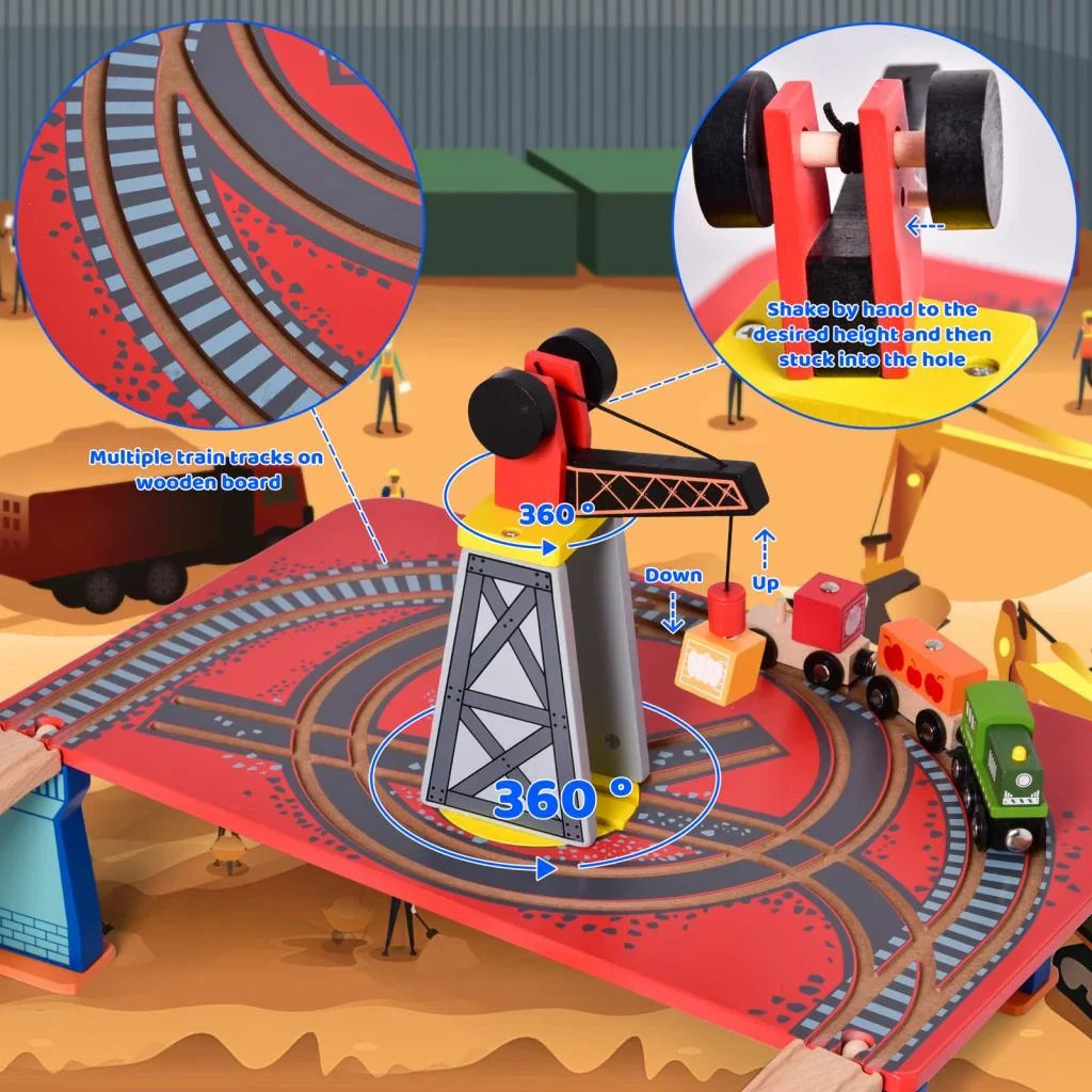 Fun Little Toys 88PCs Wooden Play Set, Enchanting Wooden Train  Set for Toddlers Age 3+