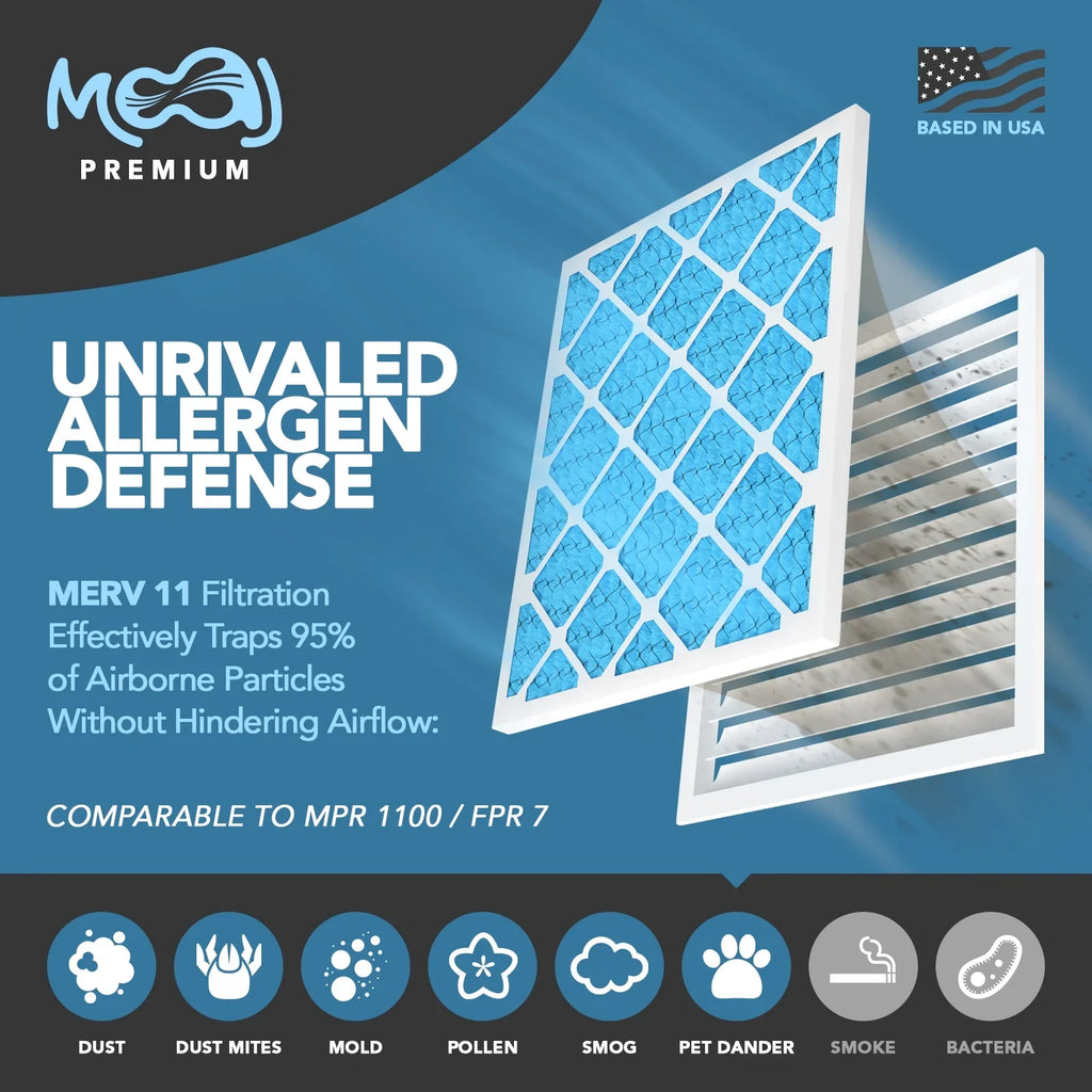 24x30x1 Air Filter (6-PACK) | MERV 11 | MOAJ Premium Allergen Defense | BASED IN USA | Pleated Replacement Air Filters for AC & Furnace Applications | Actual Dimensions: 23.70" x 29.70" x 0.75" (in.)