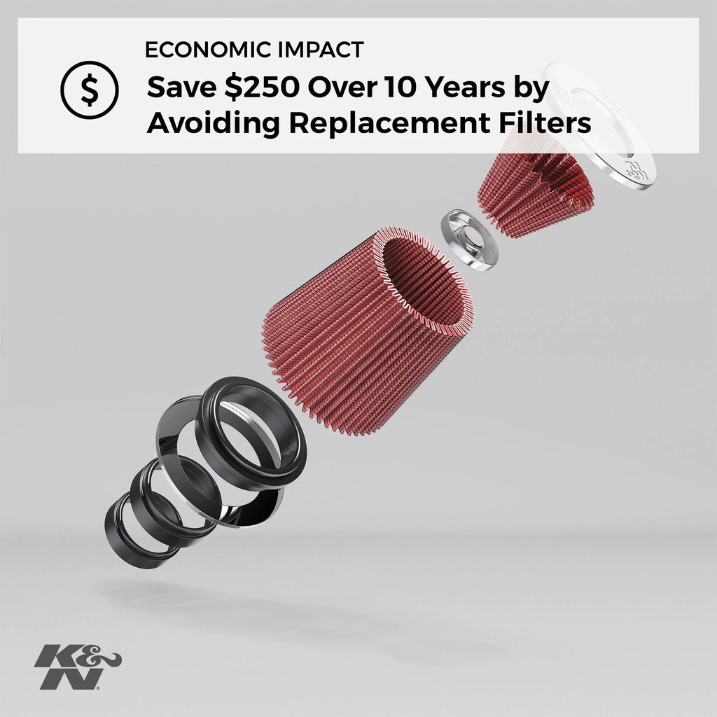 K&N Universal Clamp-On Air Filter: High Performance, Premium, Washable, Replacement Filter: Flange Diameter: 4 In, Filter Height: 7 In, Flange Length: 1.75 In, Shape: Round Tapered, RU-4680