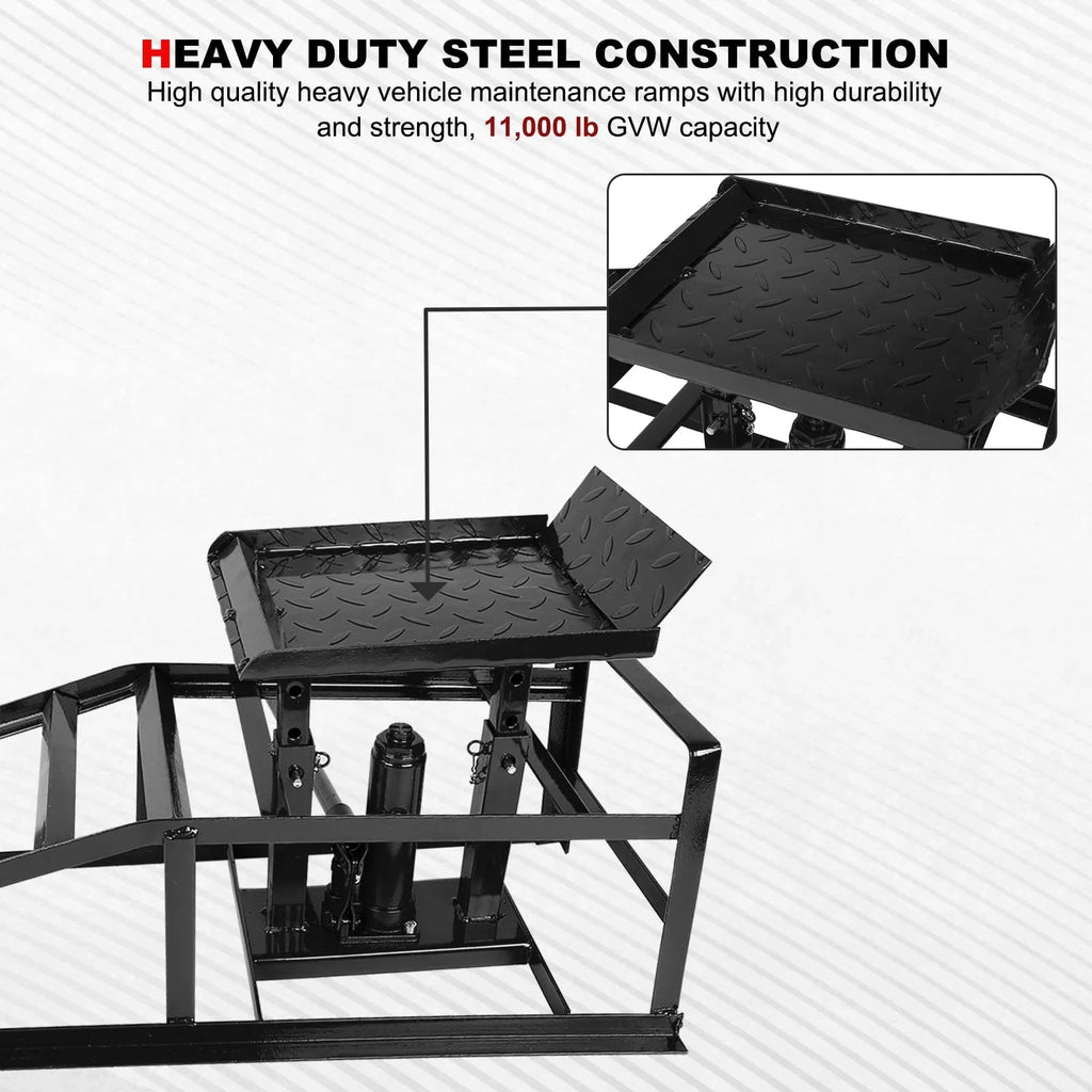 Confote 2 Packs Hydraulic Car Ramps Low Profile Car Lift Service Ramps Truck Trailer Garage,Automotive Hydraulic Lift Repair Frame 11000lbs 5 Tons 5T (Black)