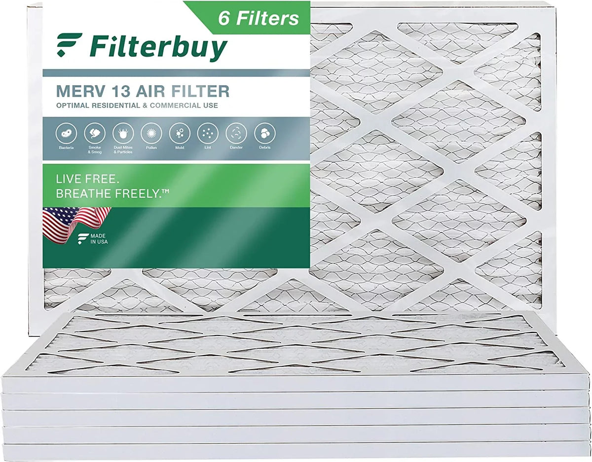 Filterbuy 12x24x1 MERV 13 Pleated HVAC AC Furnace Air Filters (6-Pack)