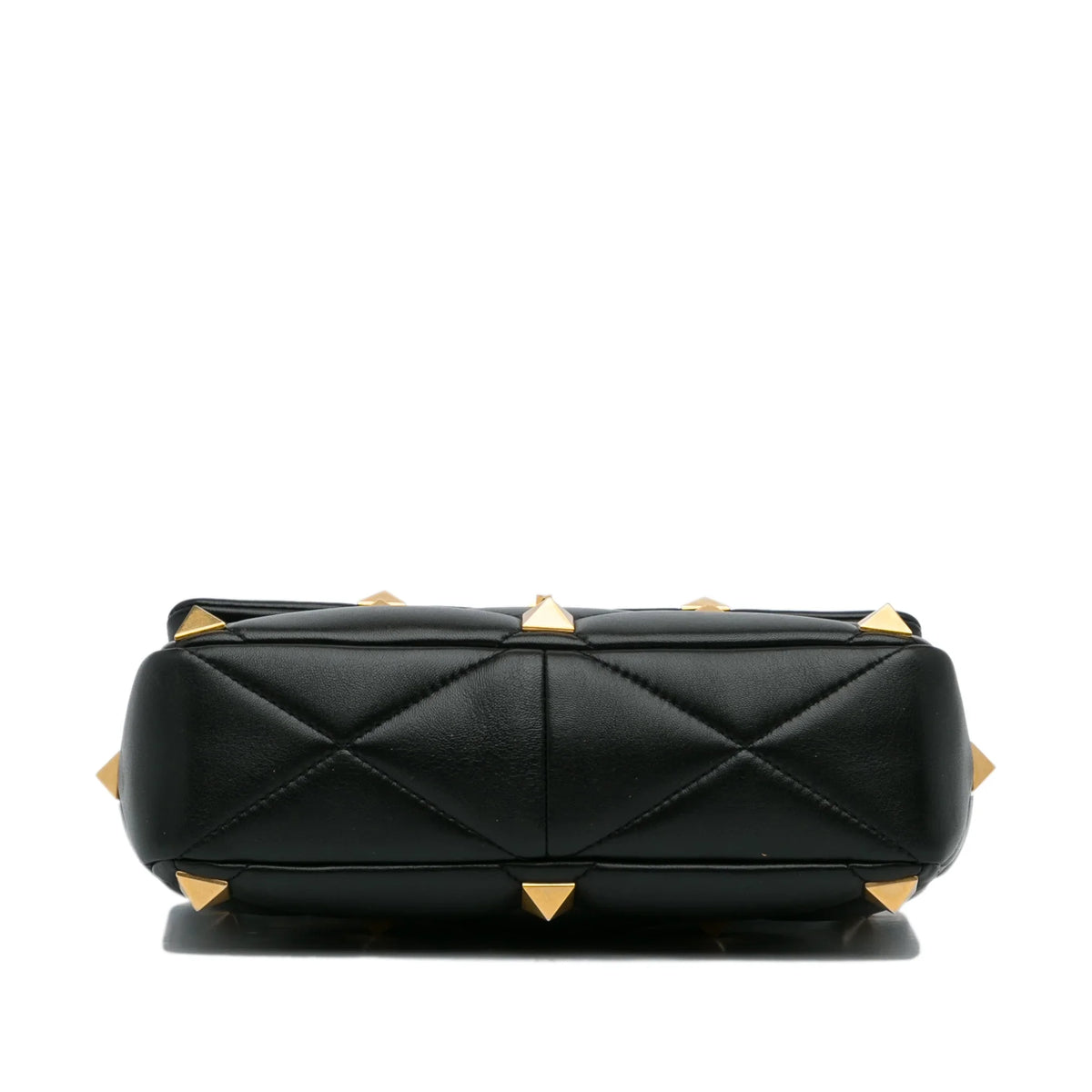Pre-Owned Authenticated Valentino Medium Roman Stud Satchel Calf Leather Black Unisex (Good)