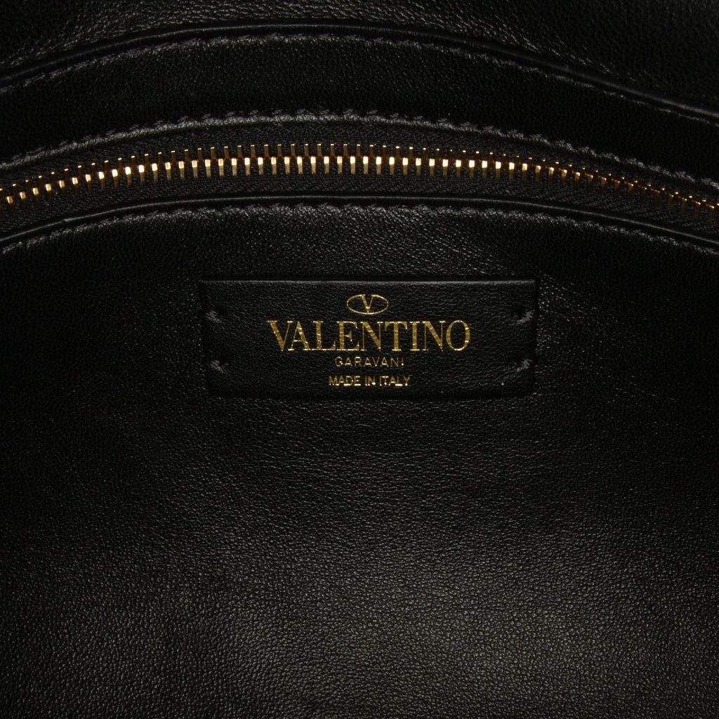 Pre-Owned Authenticated Valentino Medium Roman Stud Satchel Calf Leather Black Unisex (Good)