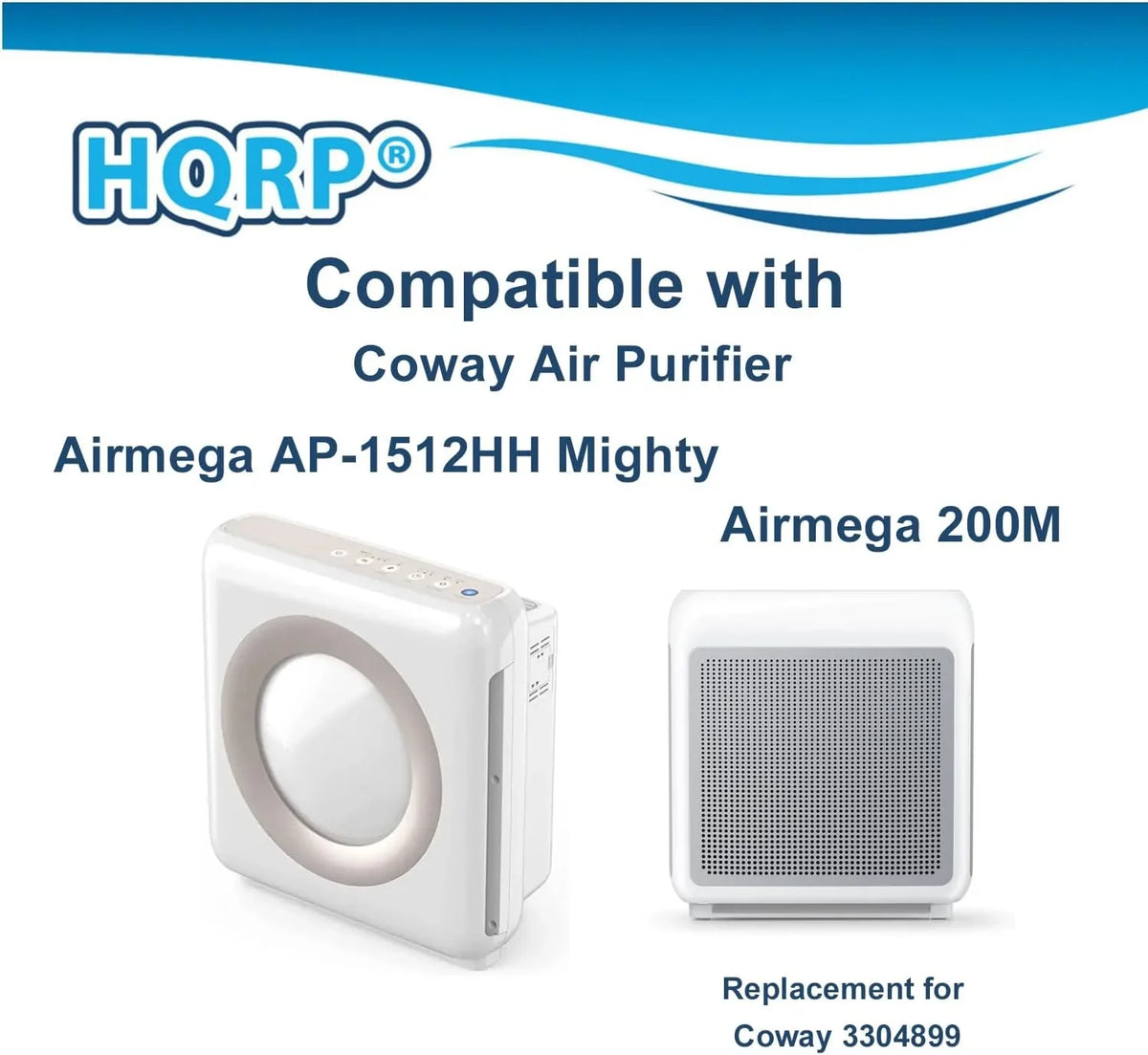 HQRP AP-1512HH Replacement Filter Compatible with Coway Airmega AP1512HH Mighty, AP-1518R Airmega 200M Air Purifier, Part 3304899, 2 True HEPA Filter + 4 Activated Carbon Pre-Filters