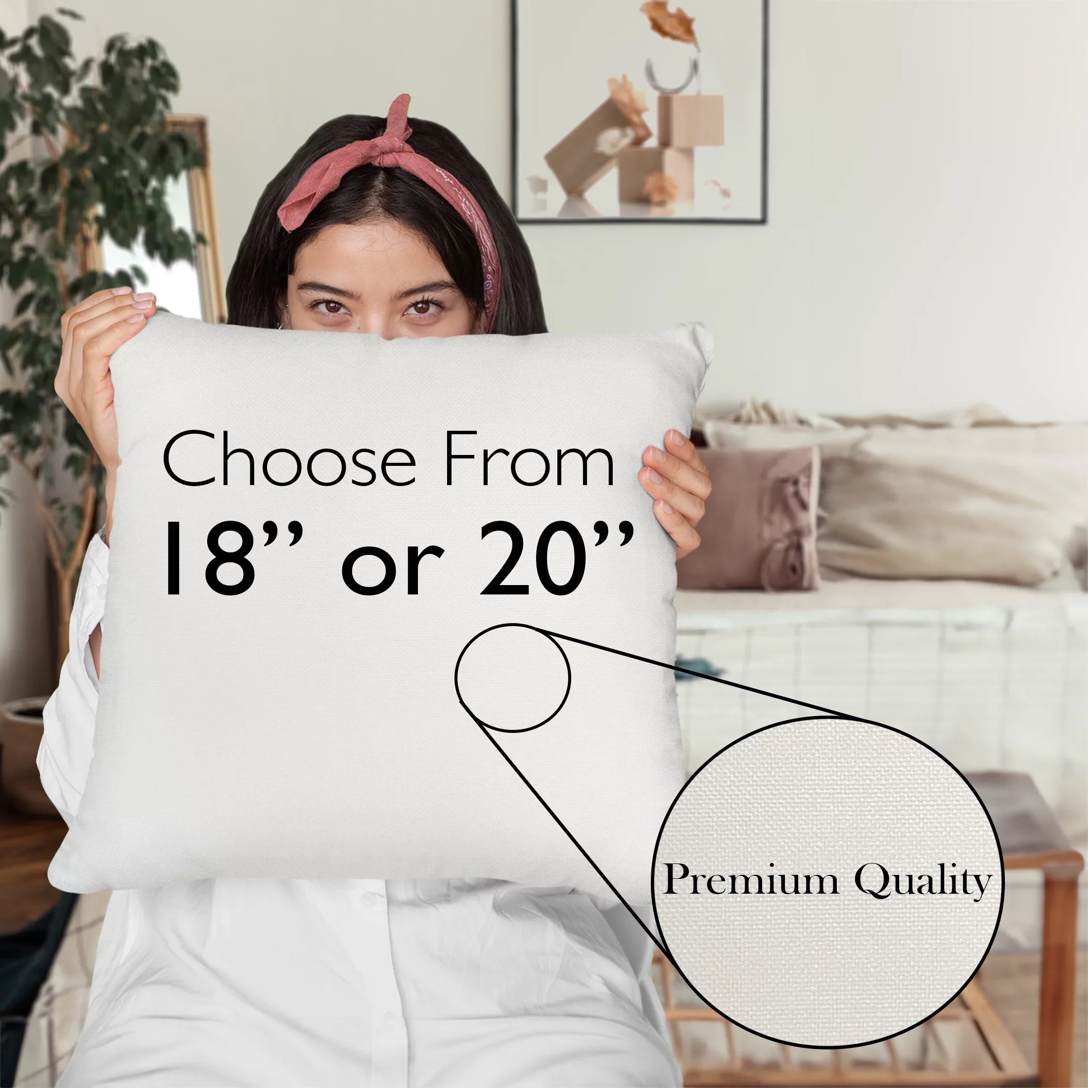 Beauty Is My Business w/ Eyeshadow Palette, Brush & Pink Lipstick Design - Beauty Themed Merch for Makeup Artist or Cosmetologist, Gift for Makeup Lovers, Pillow Cover, White 20X20 IN