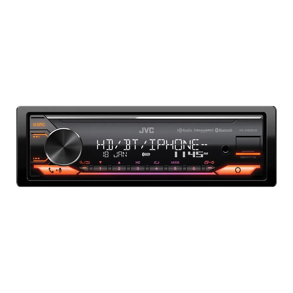 JVC KD-X480BHS KD-X480BHS Car In-Dash Unit, Single-DIN Digital Media Receiver with Bluetooth, Alexa Built-in, HD Radio, and SiriusXM Ready
