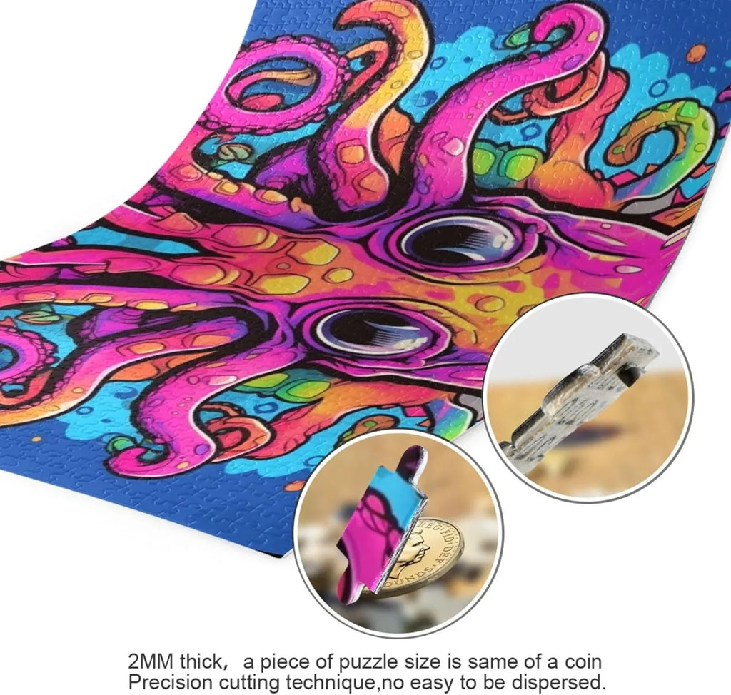 Big Eyes Octopus Jigsaw Puzzle 1000 Pieces, Zigsaw with Storage Bag and Reference Picture Easy to Solve