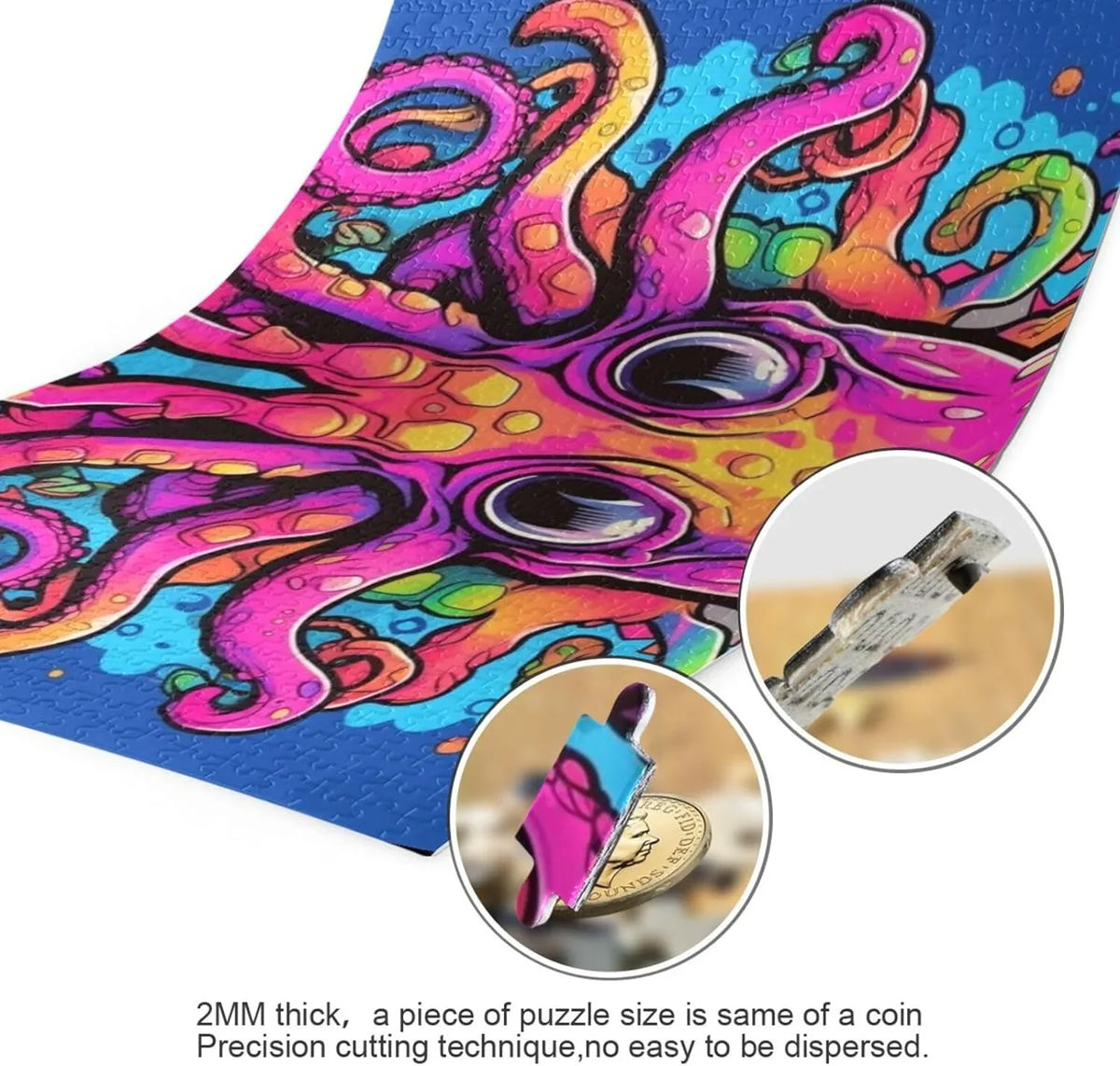 Big Eyes Octopus Jigsaw Puzzle 1000 Pieces, Zigsaw with Storage Bag and Reference Picture Easy to Solve