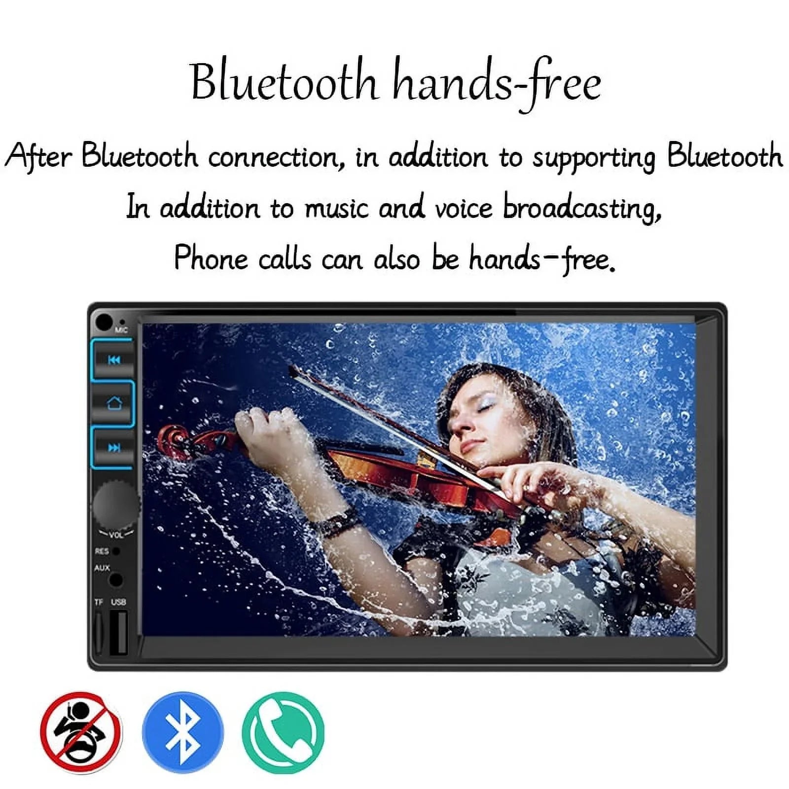 Car Radio 7'' 2 Din Stereo Receiver Bluetooth, Microphone, Mirror Link, Display, GPS, Touch Screen Support Apple Carplay , Android Auto