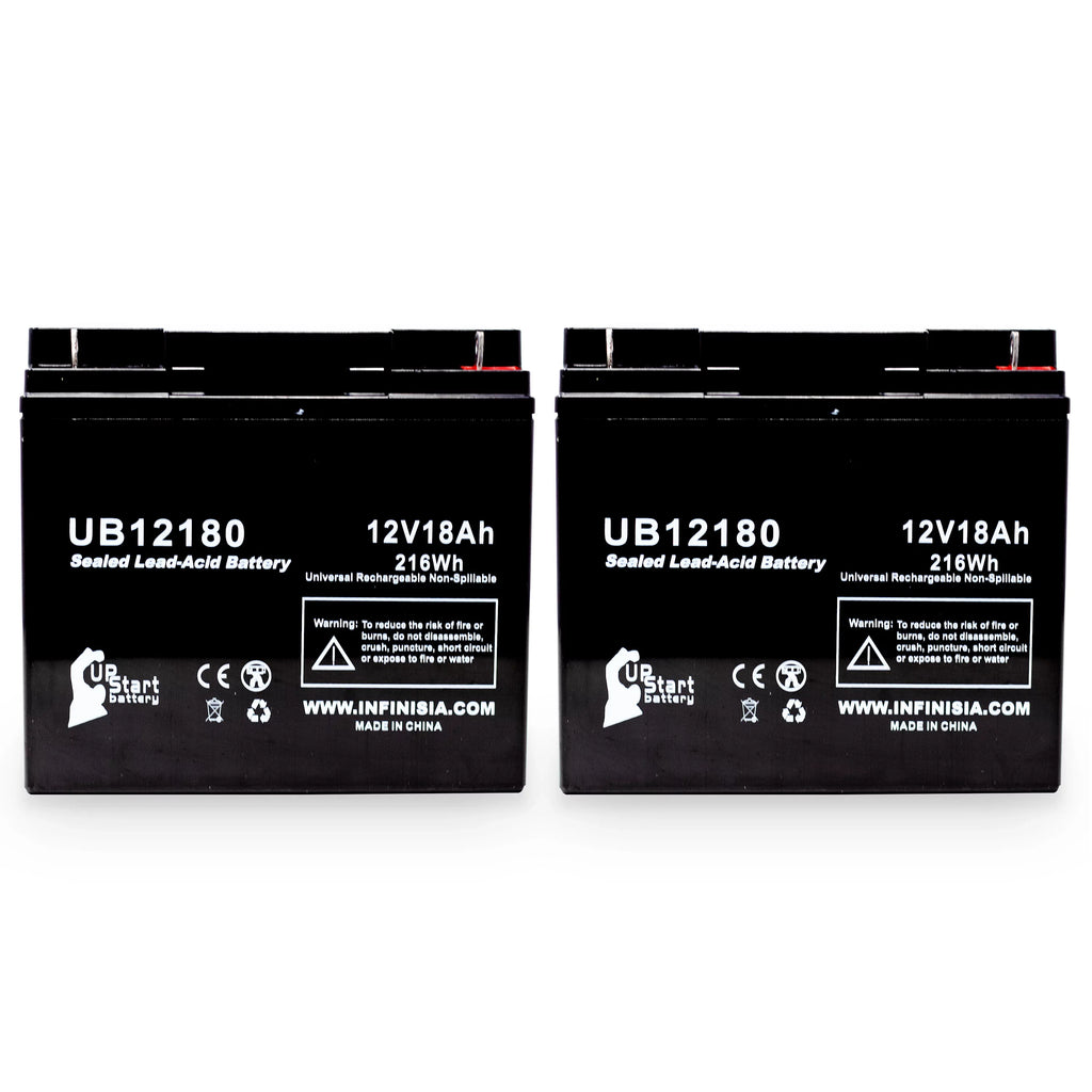 2x Pack - Compatible GS / Portalac PX12180 Battery - Replacement UB12180 Universal Sealed Lead Acid Battery (12V, 18Ah, 18000mAh, T4 Terminal, AGM, SLA)