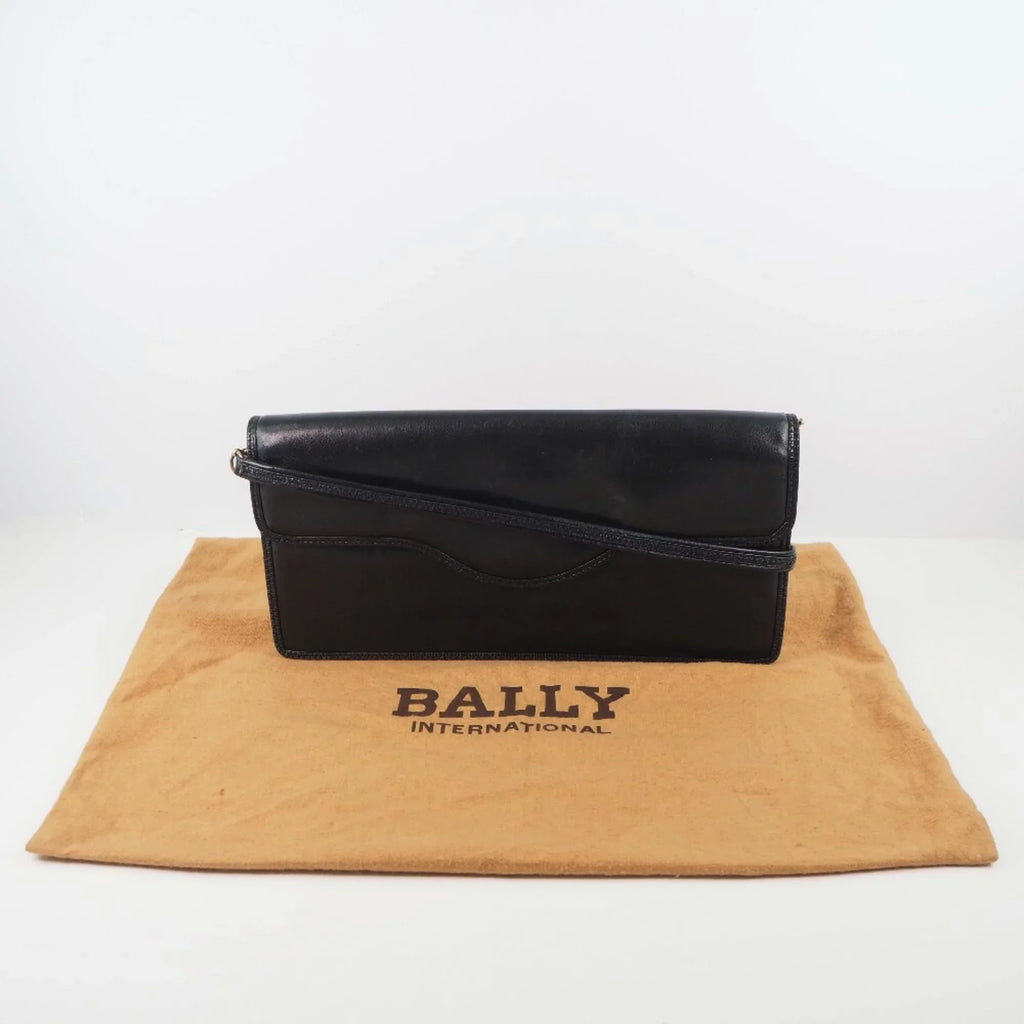 Pre-Owned Bally Barry Chain Shoulder Leather Black Women's Bag (Fair)