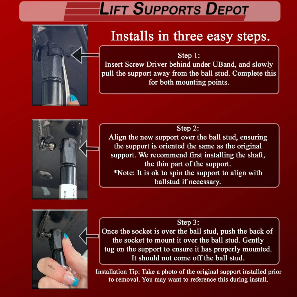 Qty 2 Pm2026 Trunk Lift Supports W/O Spoiler. Gas Shock - 2002 2003 2004 2005 2006 2007 2008 2009 2010 2011 2012 2013 2014 2015 2016 2017 2018 2019 2020 2001 Lift Supports Depot PM2026-a