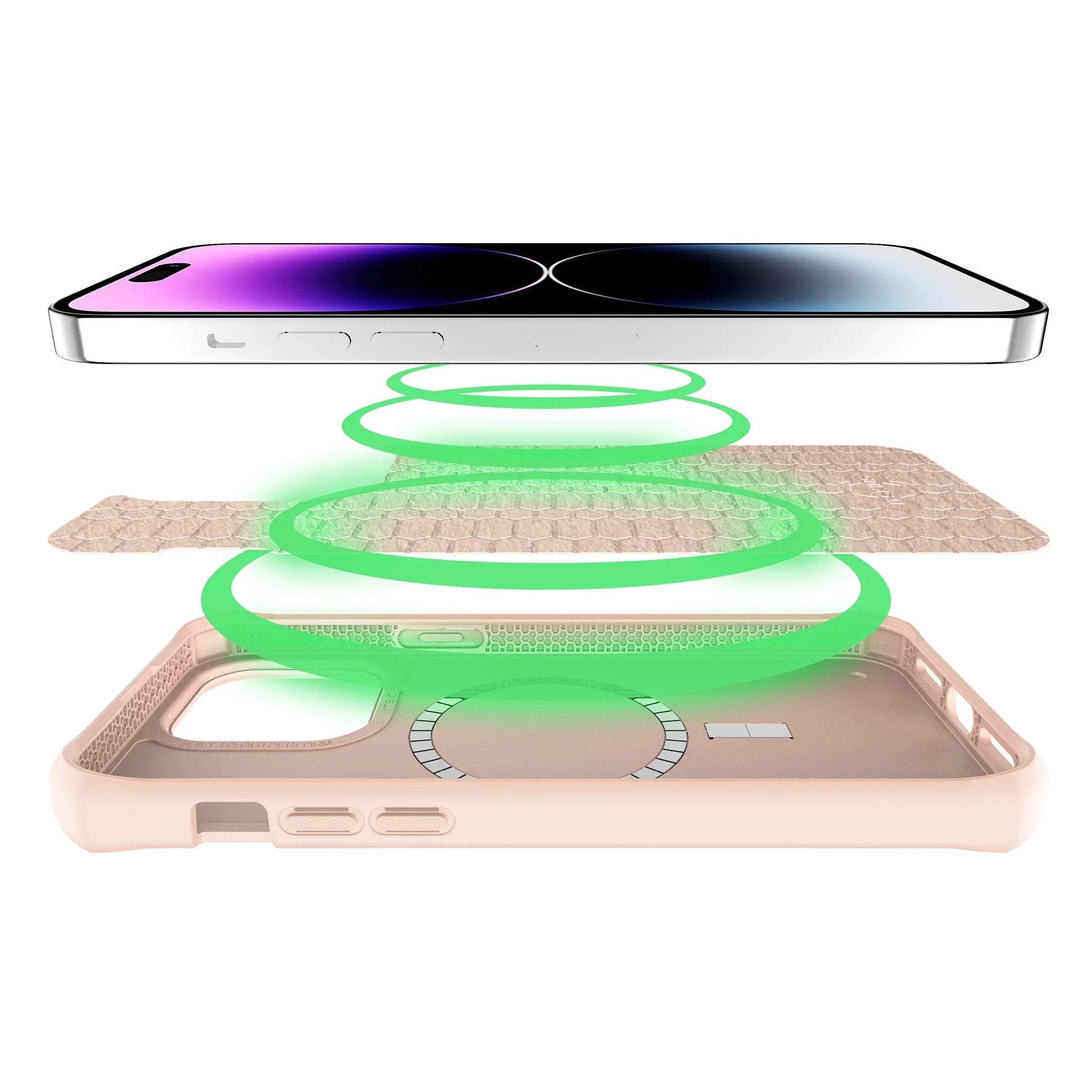 ITSKINS SPECTRUM-R CASE FOR IPHONE 14 PRO (6.1") - 100% RECYCLED MATERIALS - MAGSAFE COMPATIBLE - SILK SERIES - LIGHT PINK