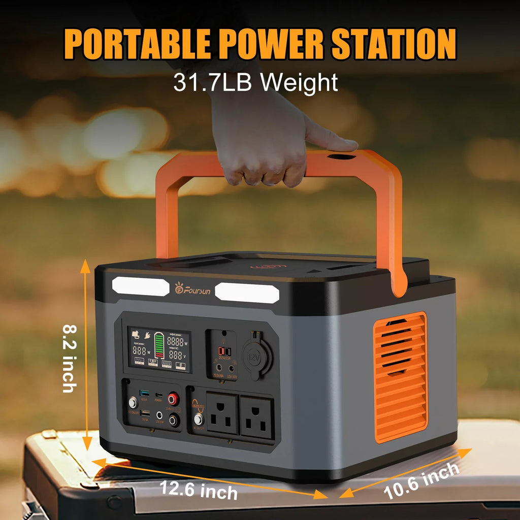 Foursun 1500W(3000W Peak) Portable  Station,1598.4Wh with 2 x 1500W AC Outlets ,Wireless charge,PD 65W,Solar Generator for Home Backup, Emergency, Camping