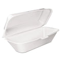 Dart Foam Hinged Lid Container, Hoagie Container with Removable Lid, 5.3 x 9.8 x 3.3, White, 125/Bag, 4 Bags/Carton -DCC99HT1R