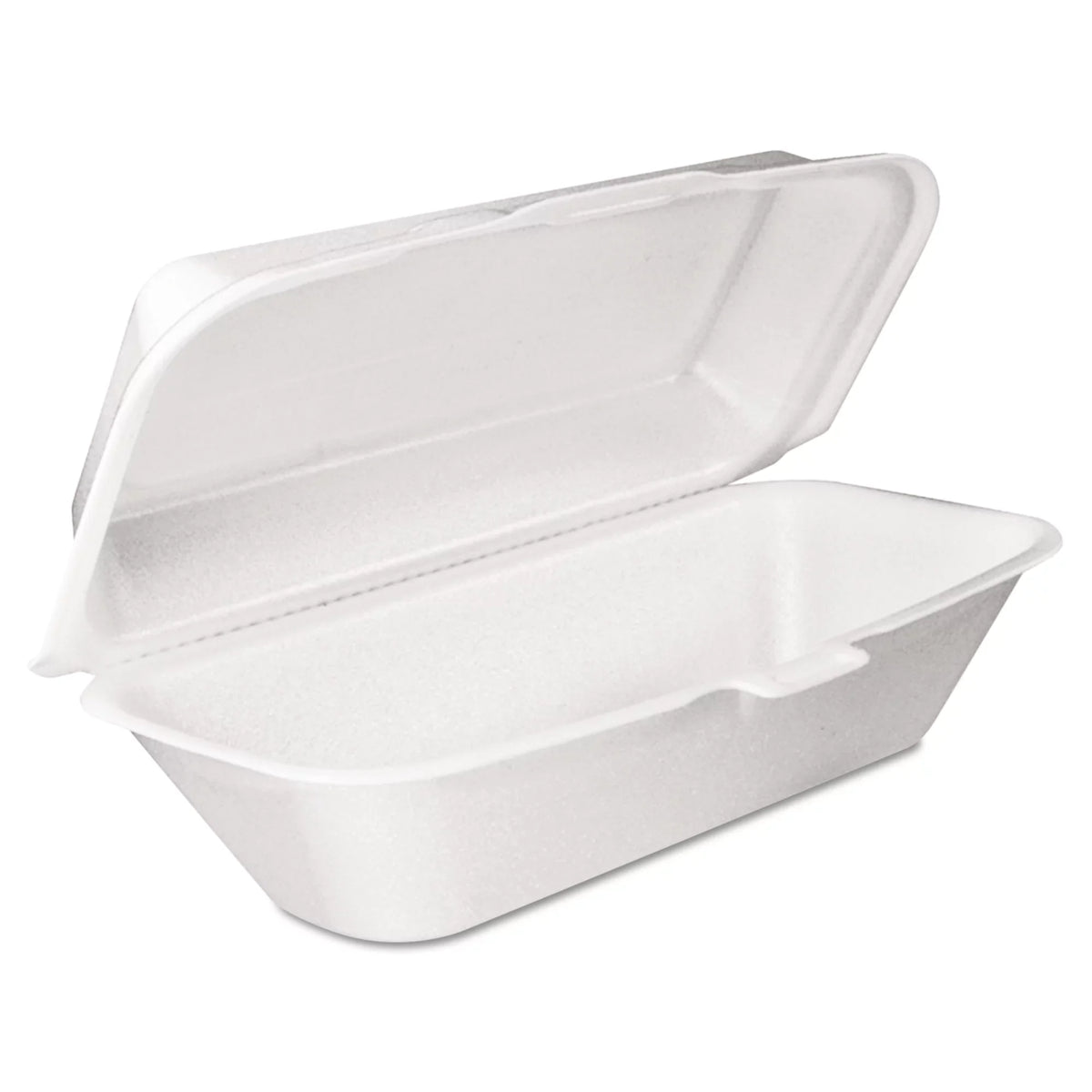 Dart Foam Hinged Lid Container, Hoagie Container with Removable Lid, 5.3 x 9.8 x 3.3, White, 125/Bag, 4 Bags/Carton -DCC99HT1R