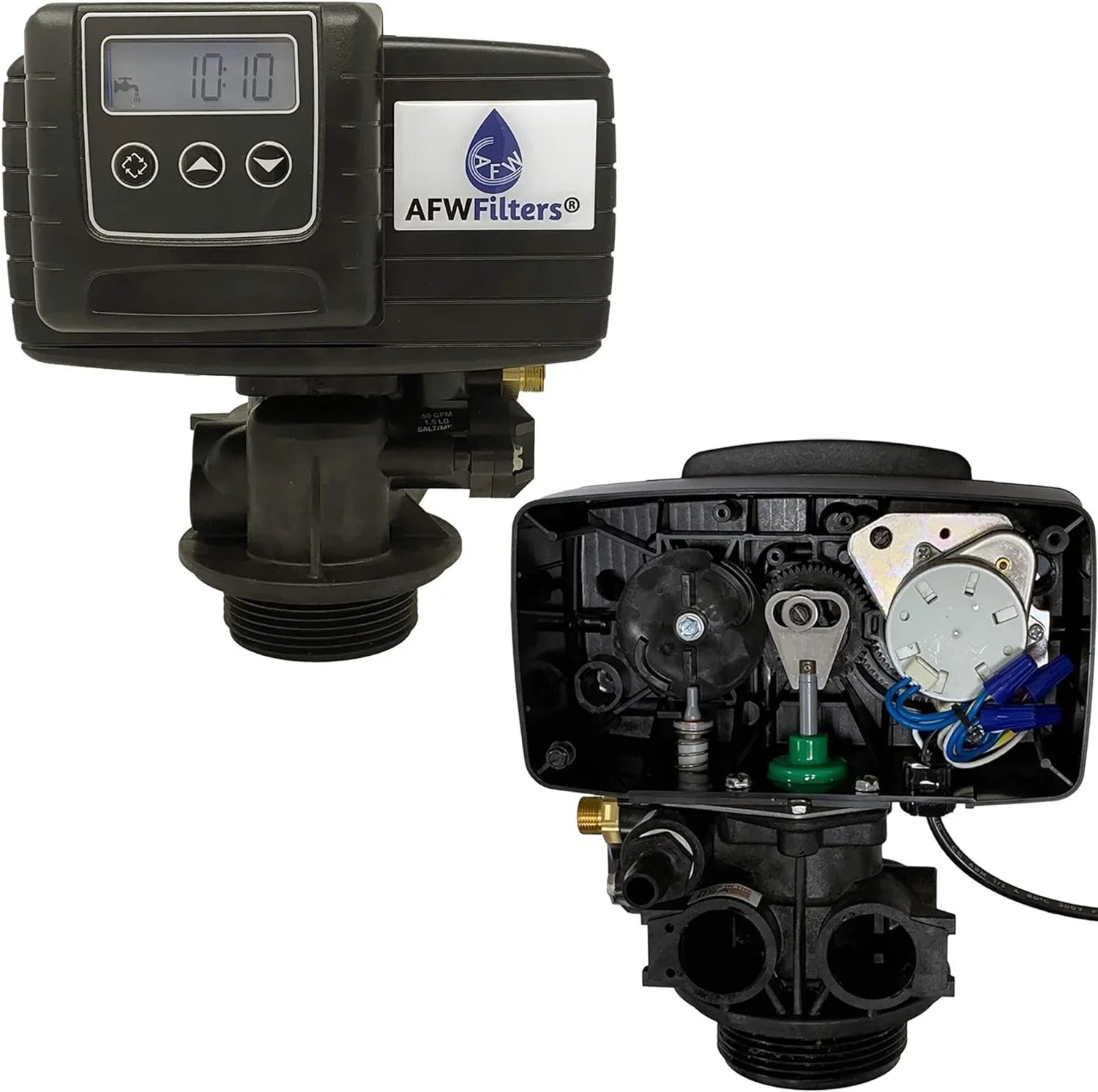 AFWFilters 2 cubic Foot 64k Whole Home Iron Pro Water Softener with Fine Mesh Resin, 1" Plastic MNPT Connection, and Blue Tanks