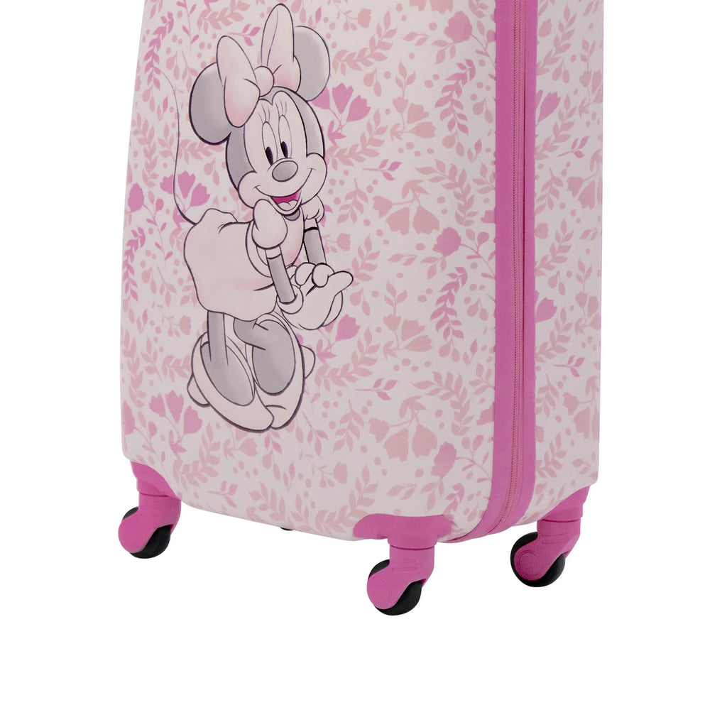 Disney Minnie Mouse 21 Inch Kids Rolling Luggage, Hardshell Carry On Suitcase with Wheels, Pink - Floral