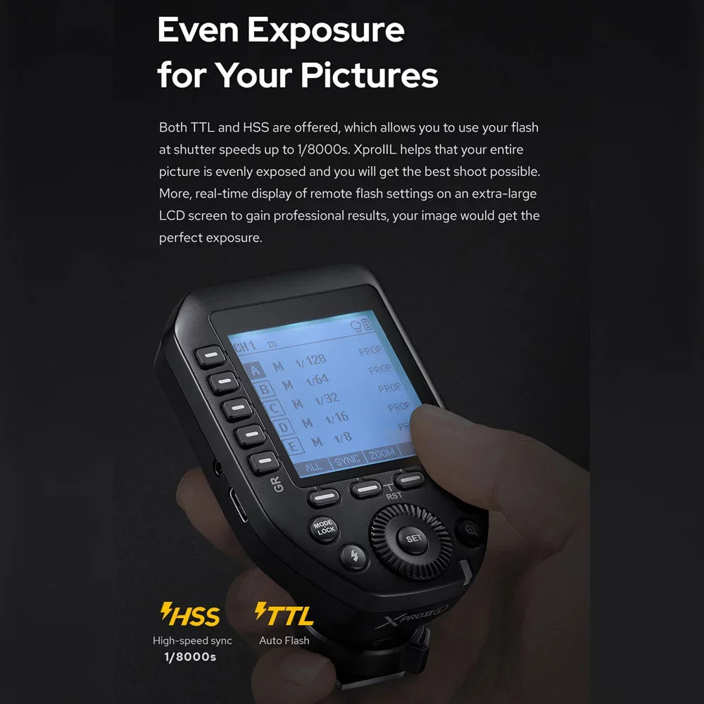 Godox XPROII-L 2.4G Wireless Flash Trigger TTL Autoflash 18000s HSS Large LCD Screen 32 Channels 16 Groups Replacement for Leica Cameras