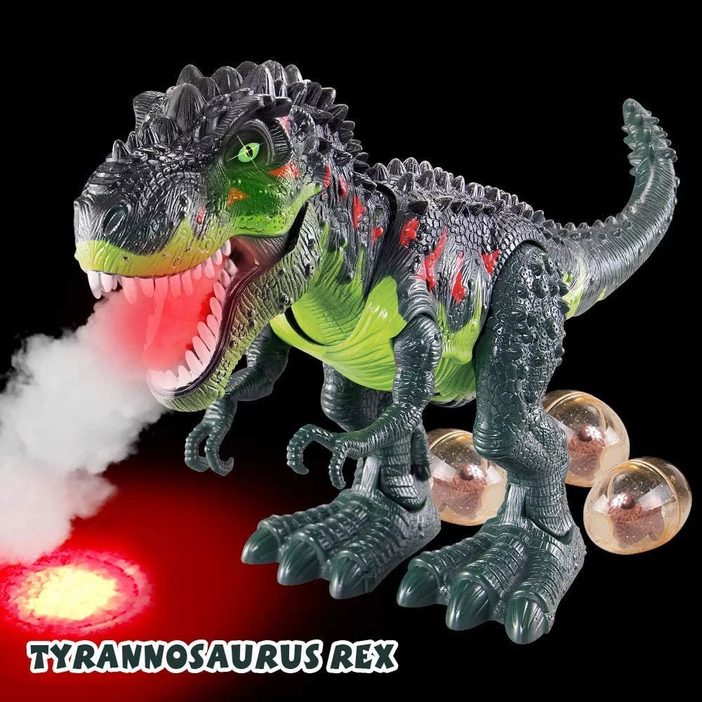 WESPREX Electronic Walking T-Rex: Flame Spray, Water Mist, Laying Eggs, Light Up Eyes, Roaring Sound, Realistic Toy for Kids 3+ Eletronic Walking T-Rex