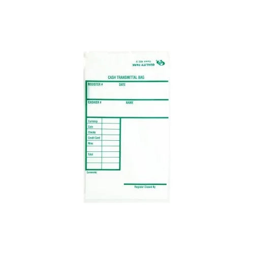 Quality Park Cash Transmittal Bags with Redi-Strip 6" Width x 9" Length - White - 100/Pack - Transporting